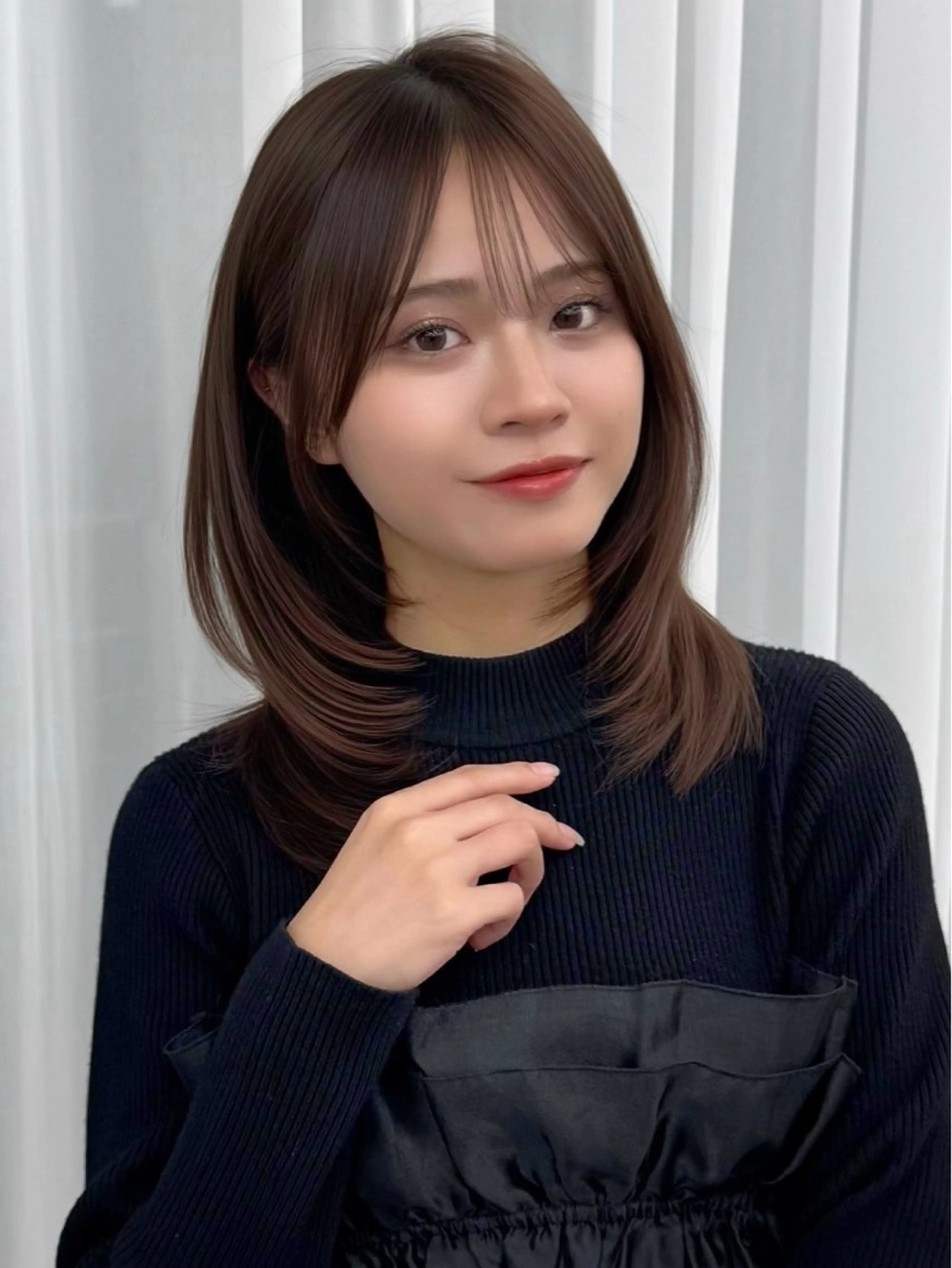 ミディアム カラー ヘアアレンジ カット ヘアカラー トリートメント 顔周り&ミディアム 特化/池袋/kokiのヘアスタイル