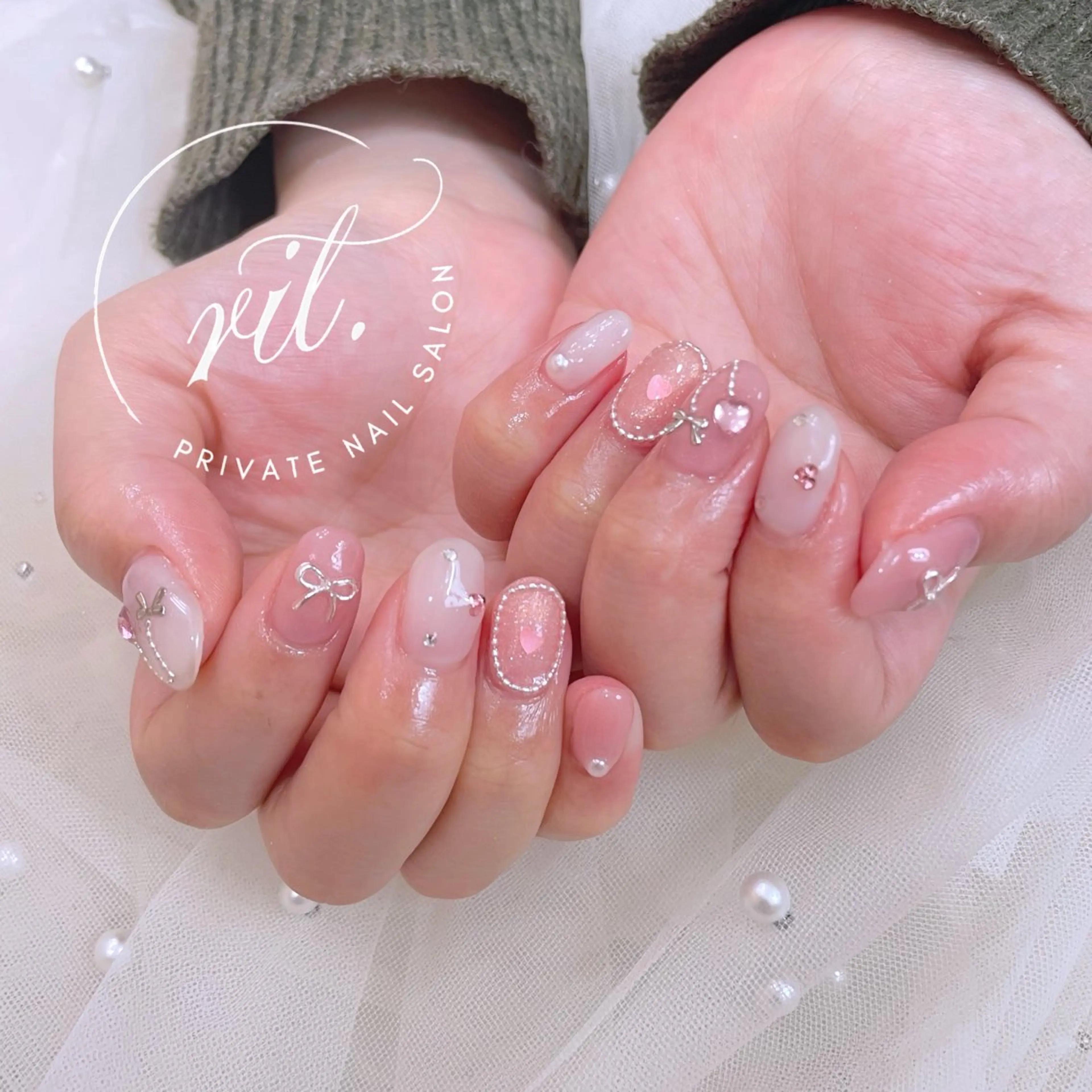 ネイル ガーリー 韓国ネイル ワンホンネイル ハンドネイル rit. _リットのネイルデザイン