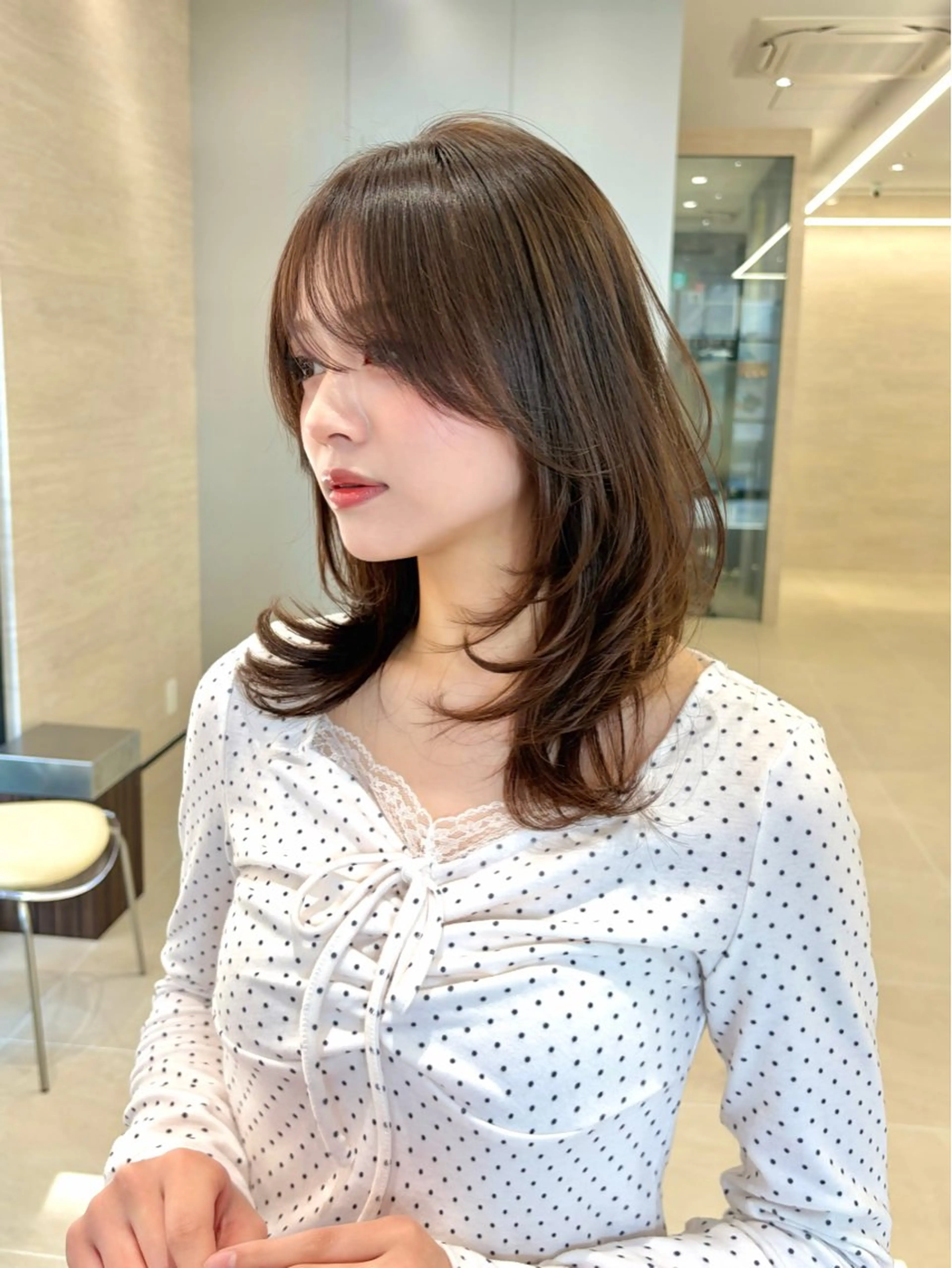 ミディアム レイヤーカット カット ヘアカラー トリートメント 韓国/タッセルボブ /レイヤーボブのヘアスタイル