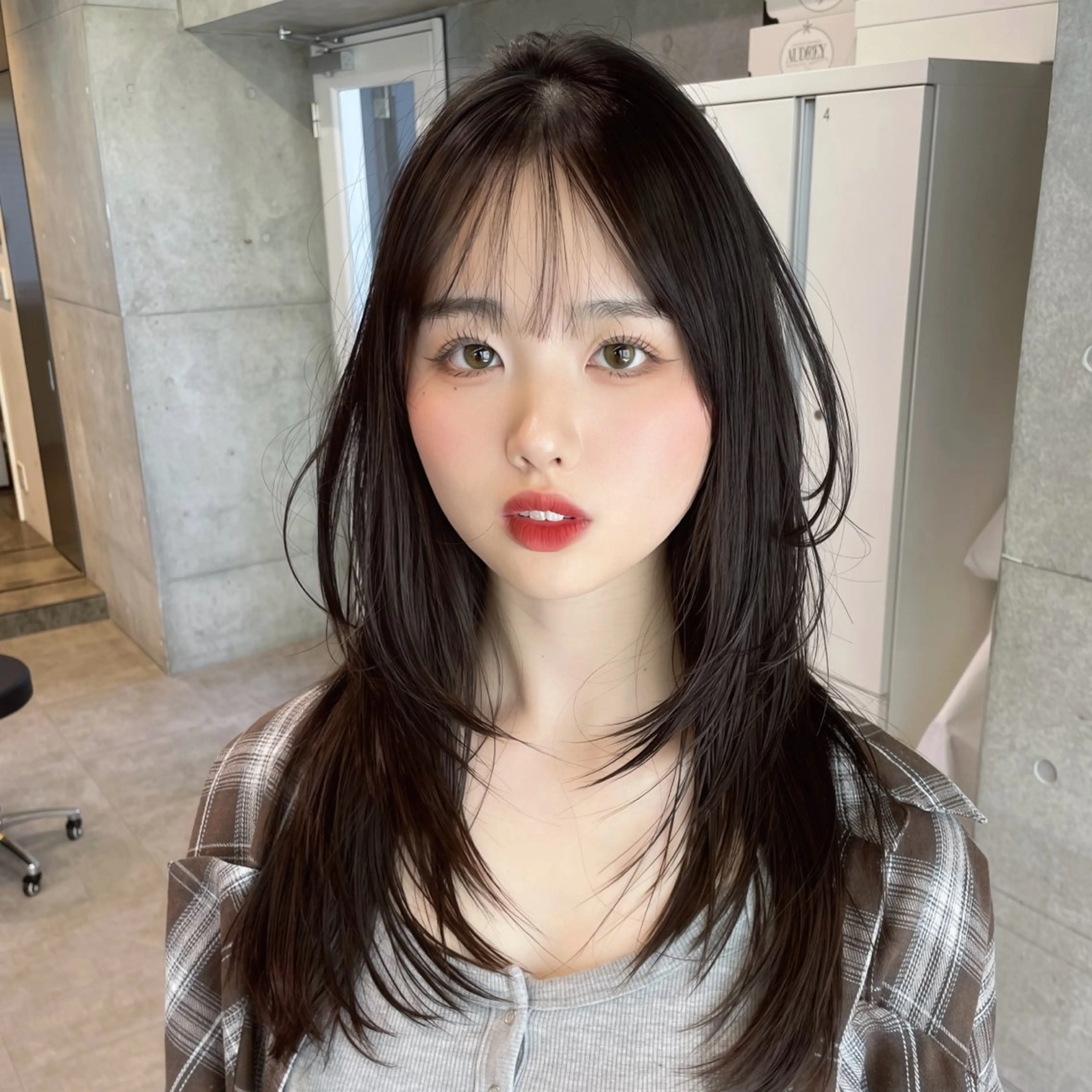 ロング 顔まわりレイヤー ハッシュカット 髪質改善 韓国風ヘア レイヤーカット カット 韓国レイヤー/透明感 /髪質改善/アジキのヘアスタイル