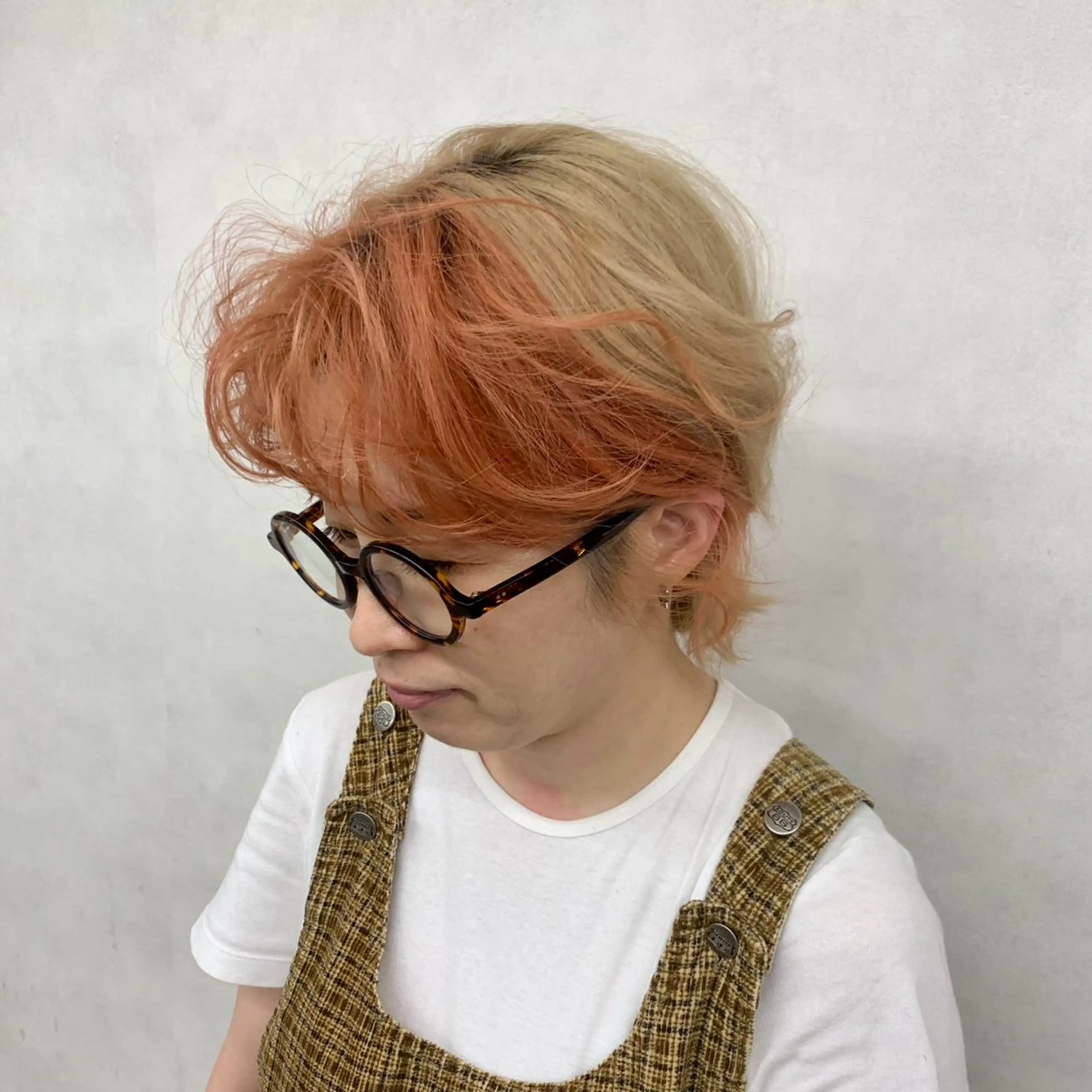 ミディアム カラー ミストバング フェイスフレーミング オレンジ ヘアカラー ✨メンズ✨ブリーチ✨ MASAのヘアスタイル