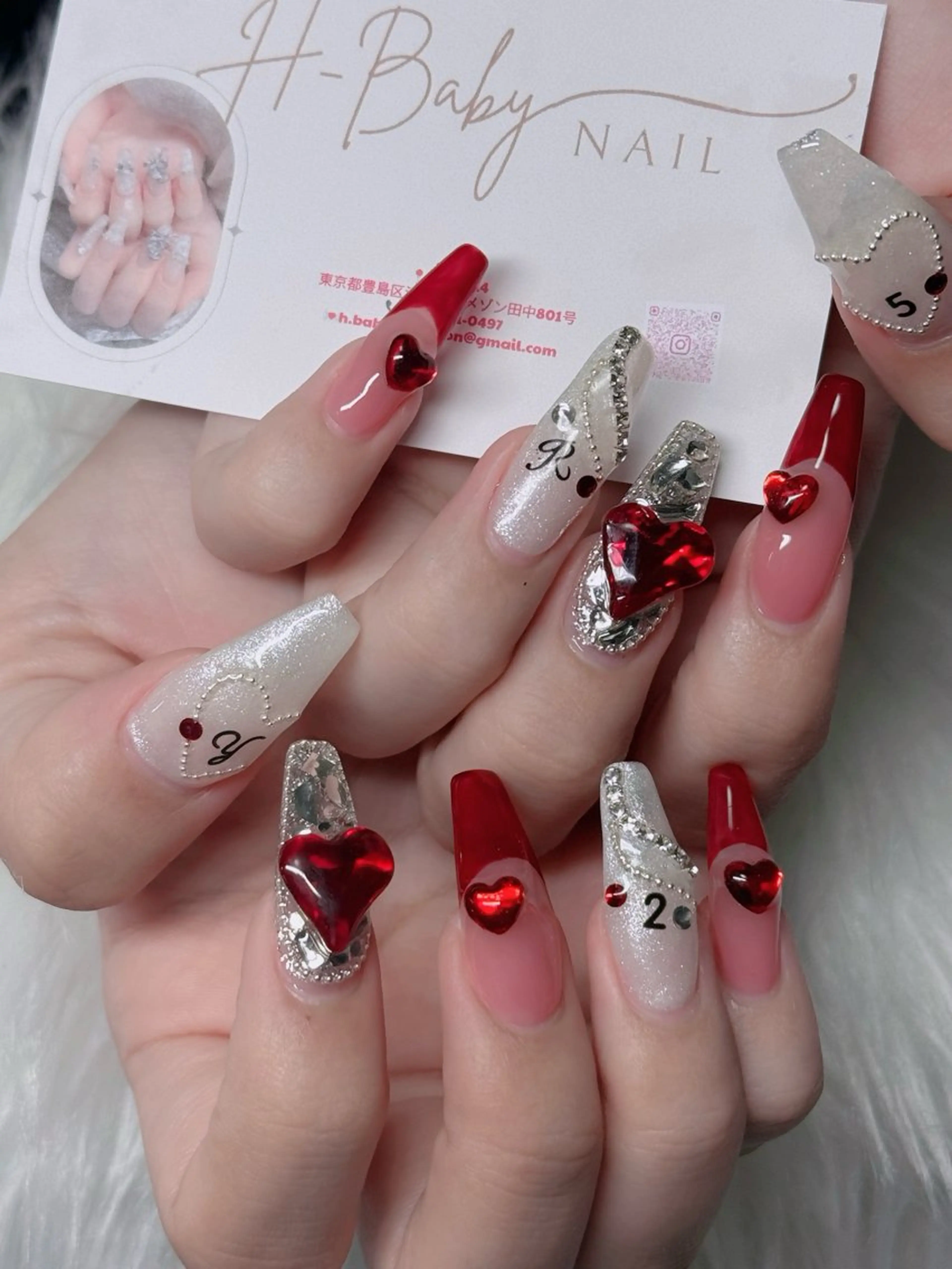 ネイル フレンチネイル ジェルネイル ガラスフレンチ ハロウィン ハート H.baby Nail Salonのネイルデザイン