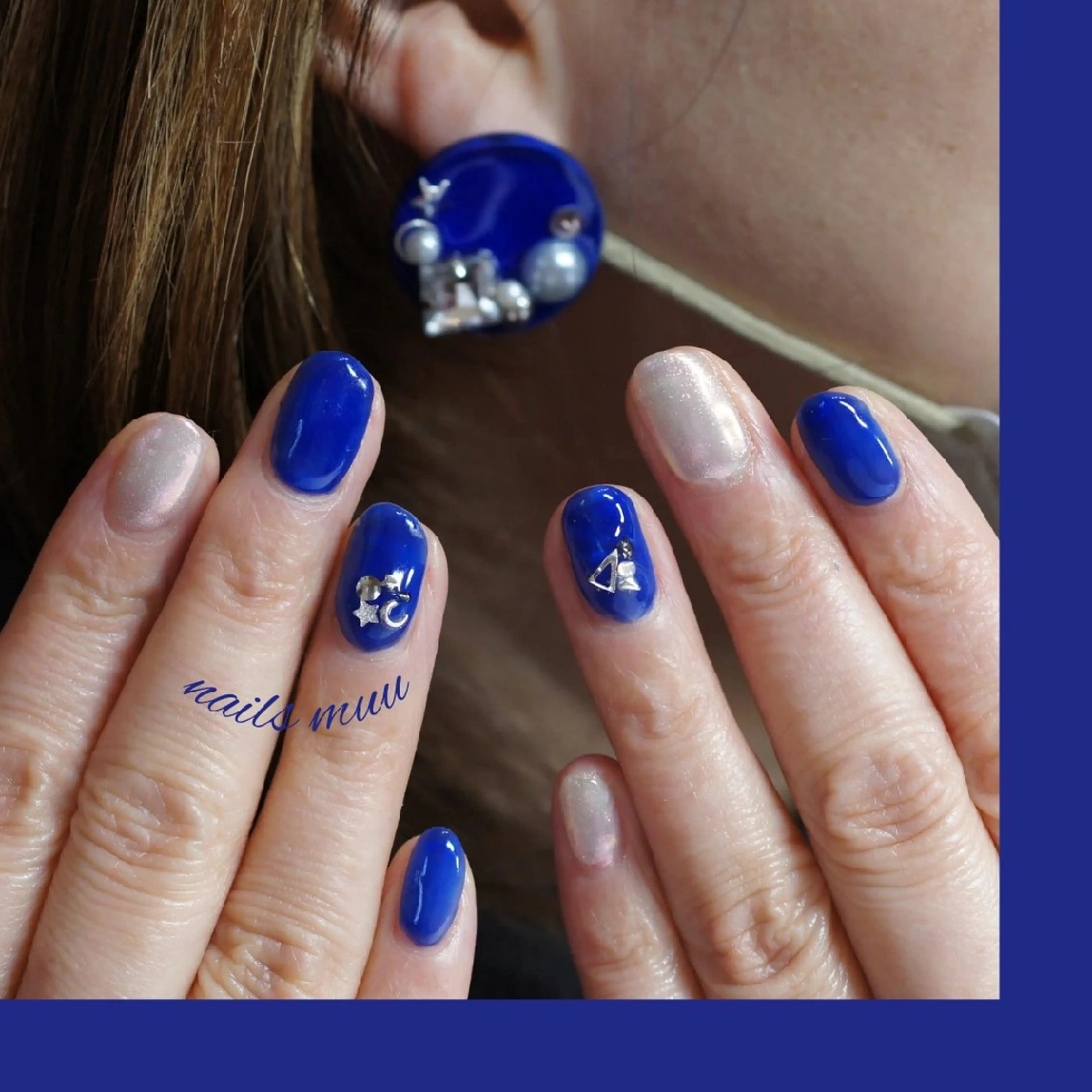 ネイル ブルー ネイビー ハンドネイル nails muu まゆのネイルデザイン