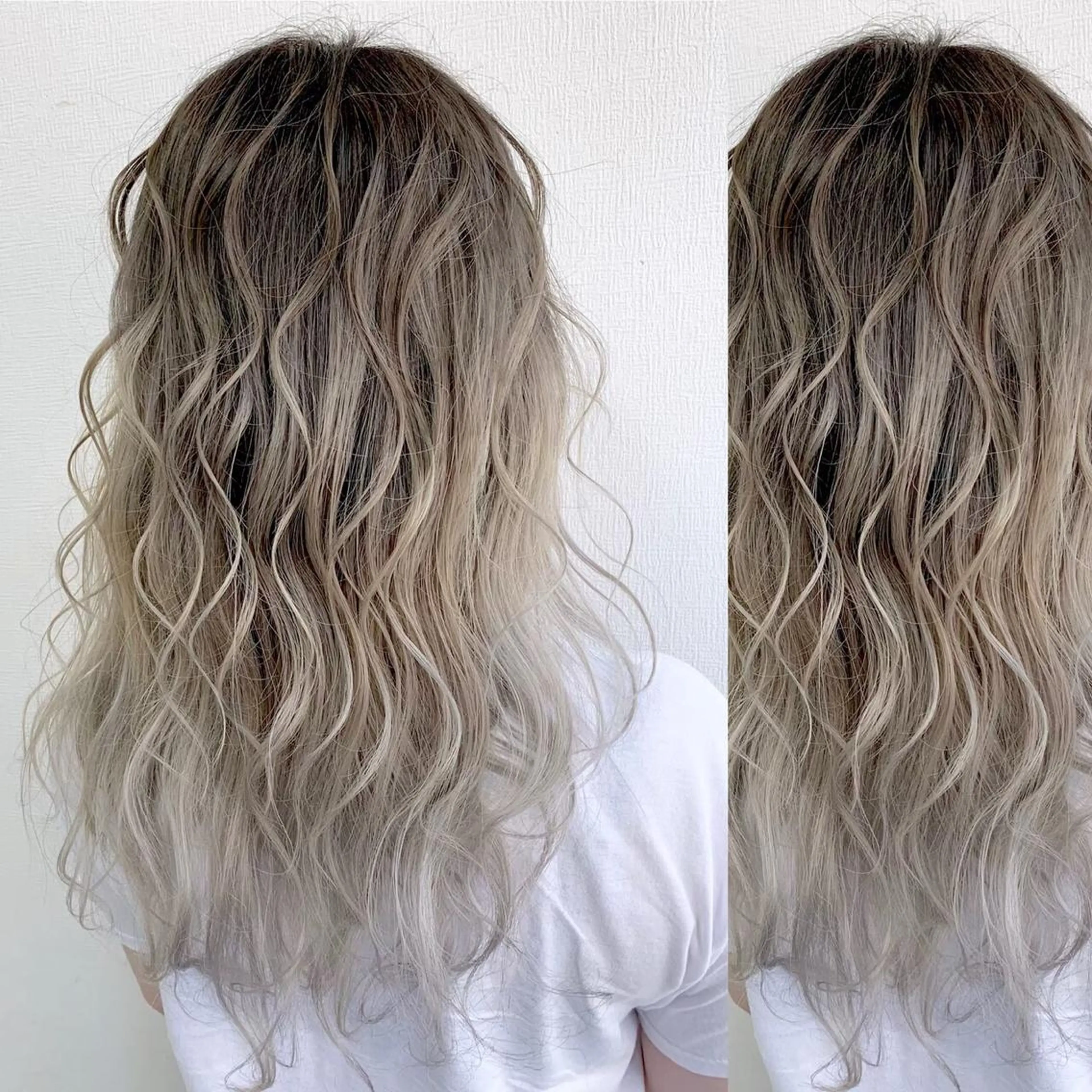 ロング カラー JuNブリーチに 縮毛矯正するプロのヘアスタイル