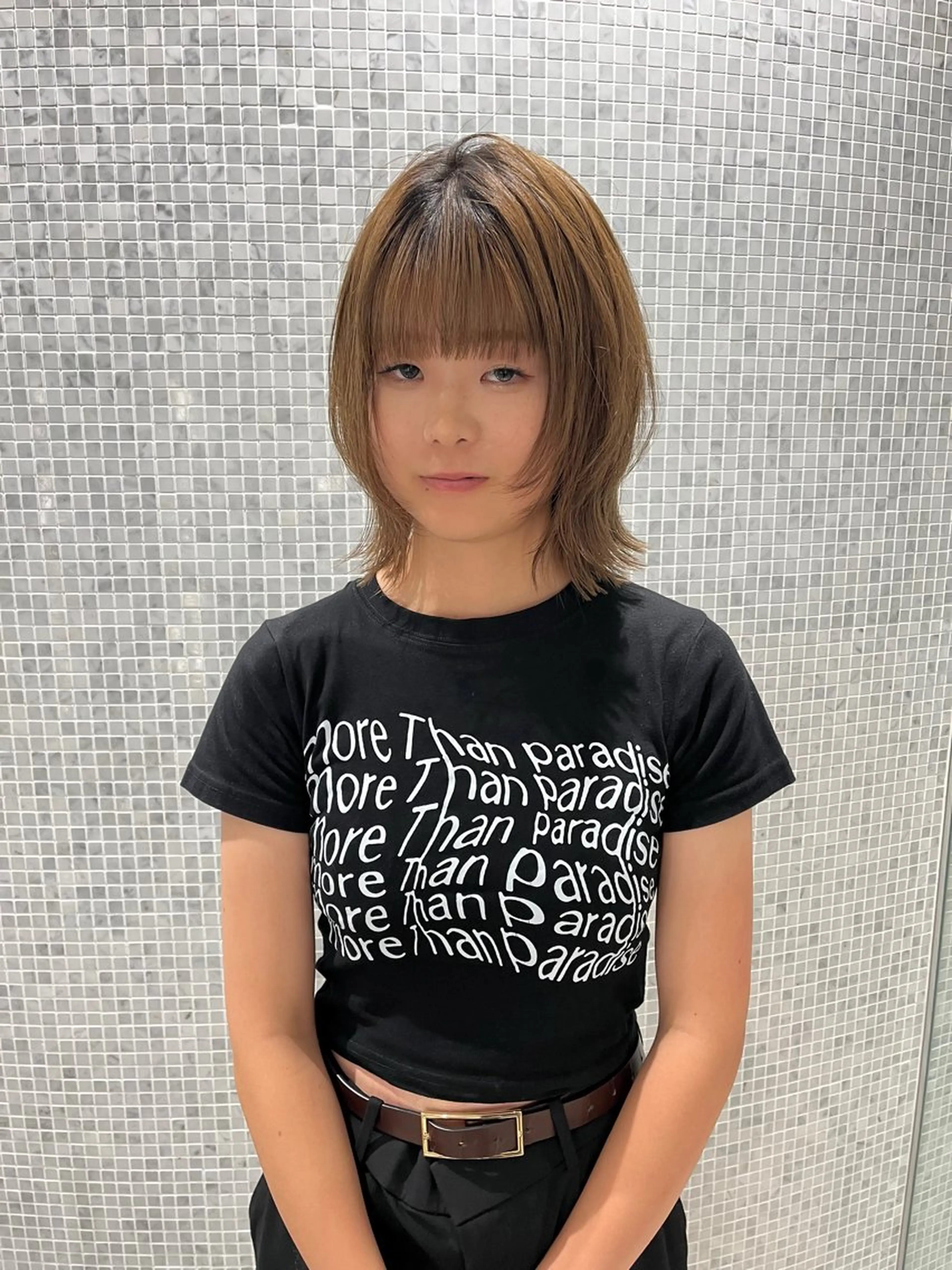 ミディアム レイヤーカット/ブリ ーチ/motokiのヘアスタイル