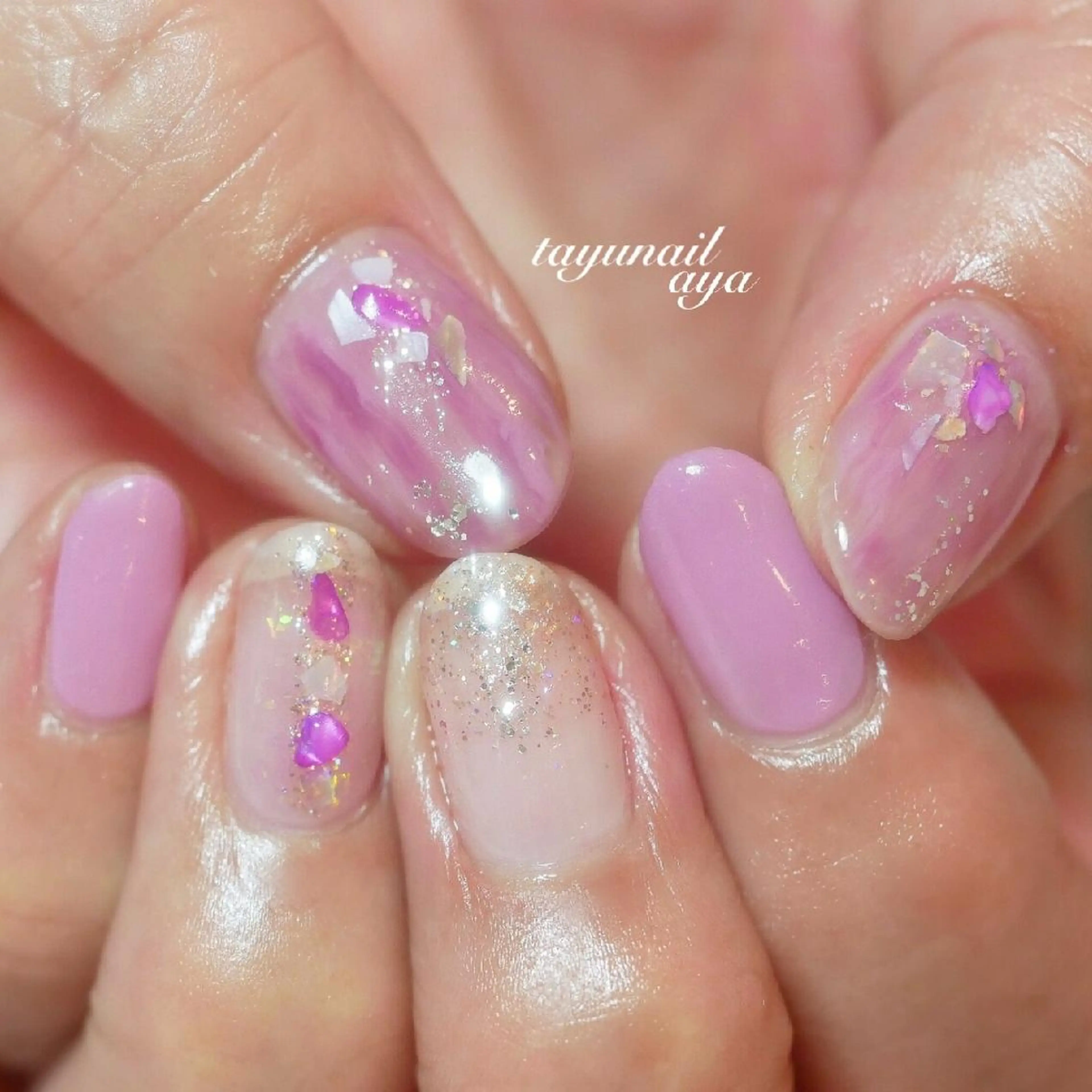 ネイル アートネイル ブルー クリアネイル ジェルネイル パラジェル ネイルサロン 【たゆnail】のネイルデザイン