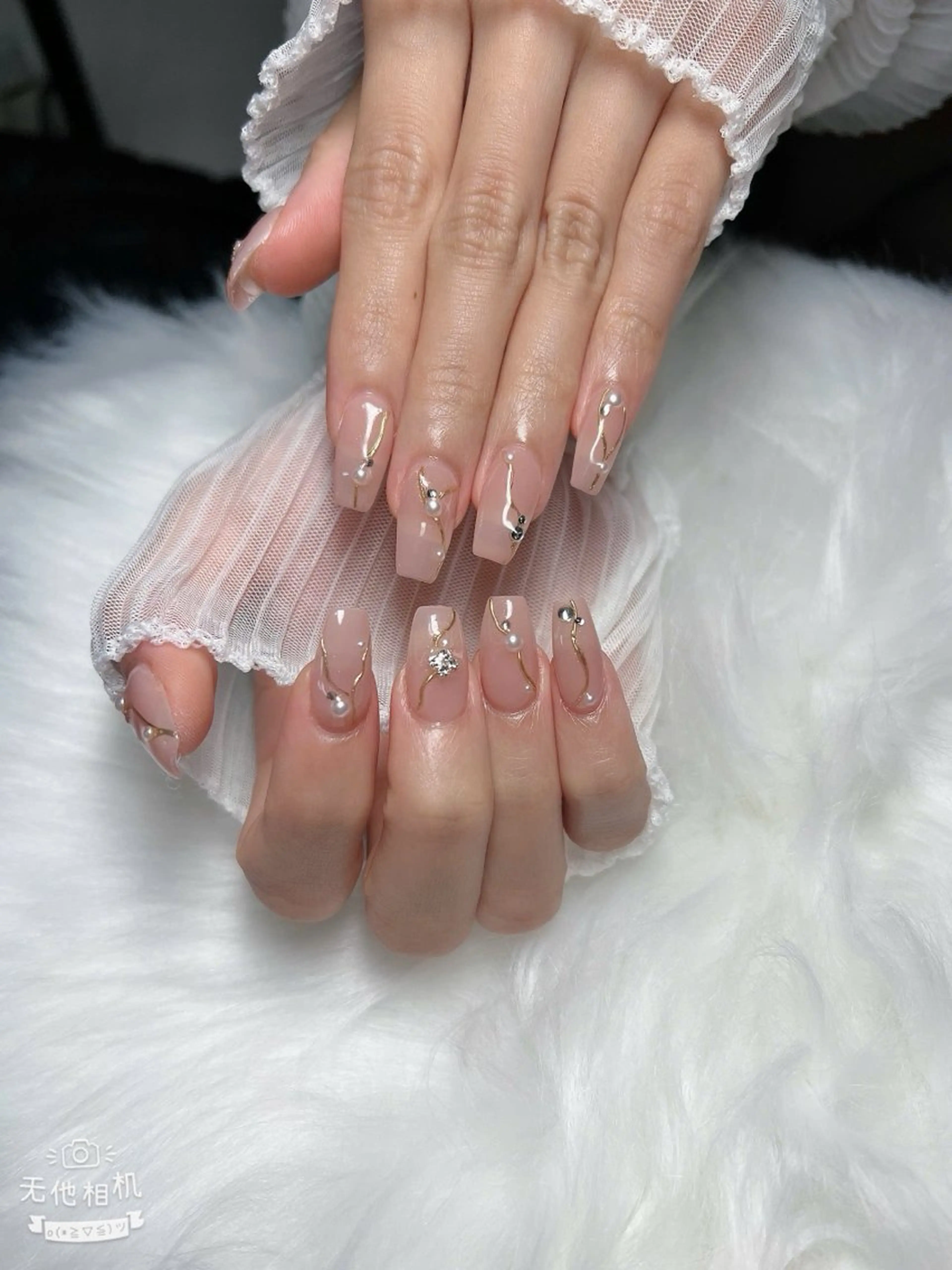 ネイル ガーリー ハート 韓国ネイル ニュアンスネイル リボン Sora nail 長さ出し専門店のネイルデザイン
