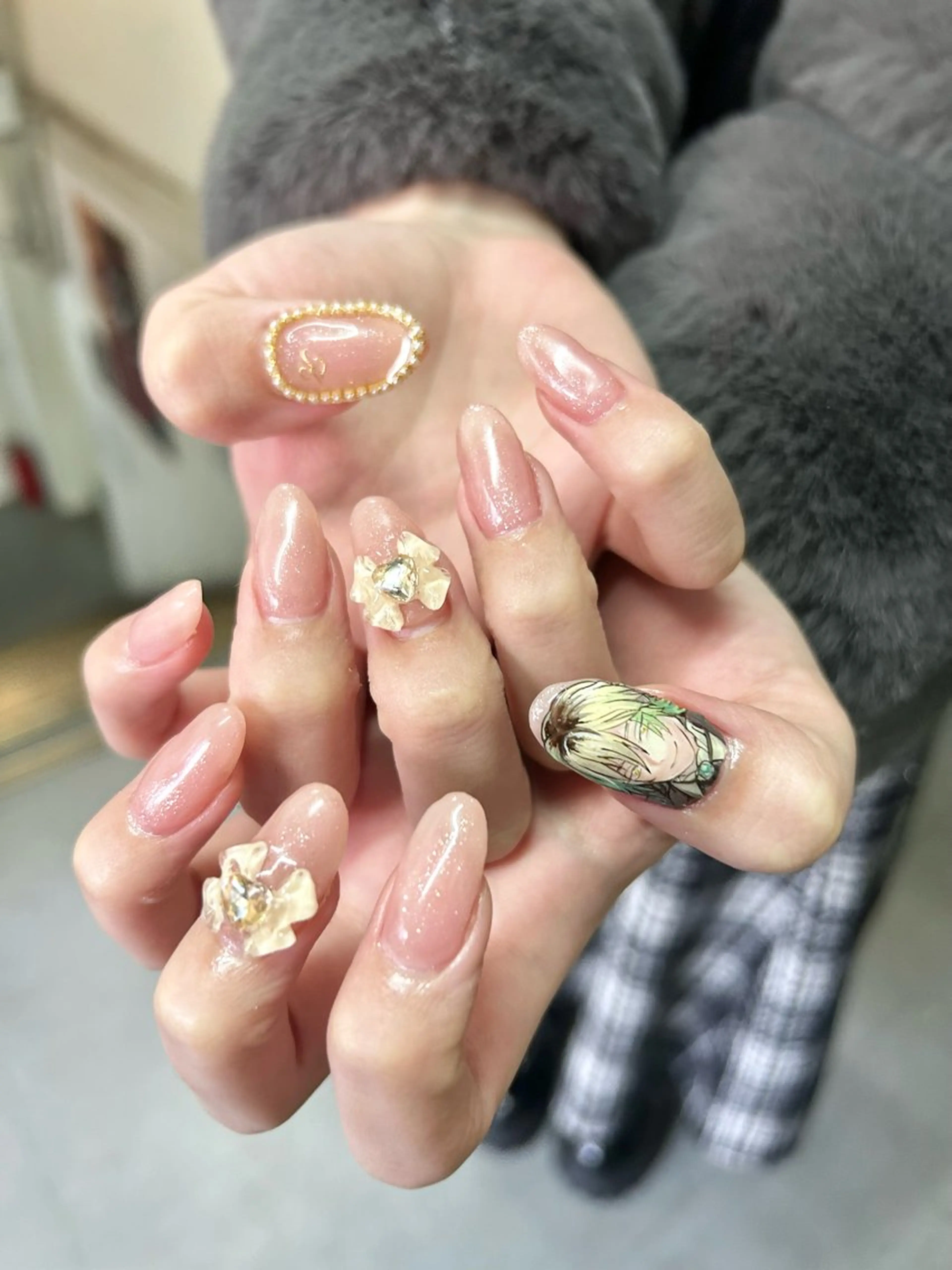 〈練習モデル〉痛ネイル1本＋60分アートし放題🩷✨(おまかせ･持ち込み🙆🏻‍♀️︎､パーツ込)の写真