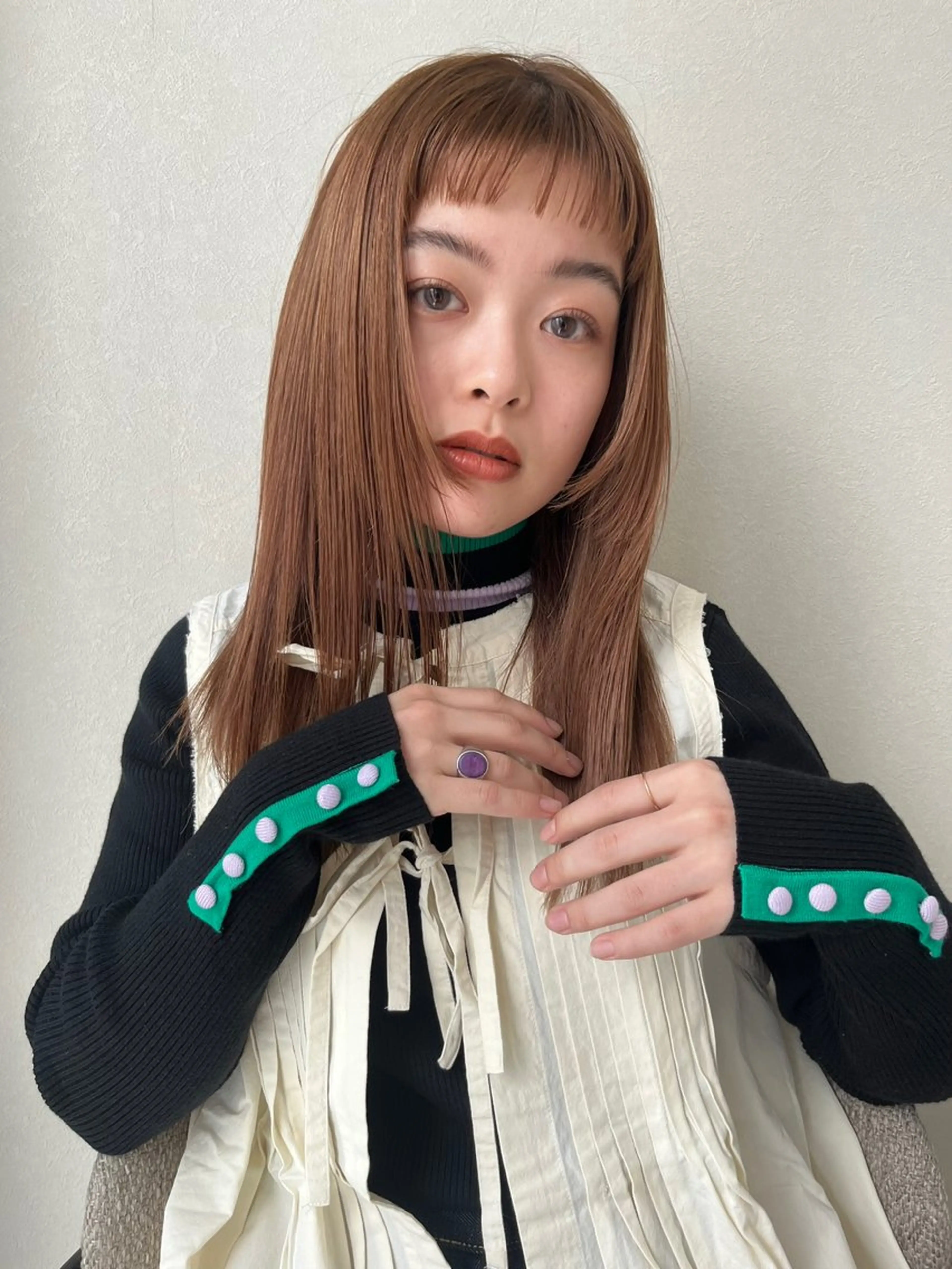 セミロング 髪質改善 カット 縮毛矯正 トリートメント SALOWIN新潟万代所属・緑川 瑞穂のヘアスタイル