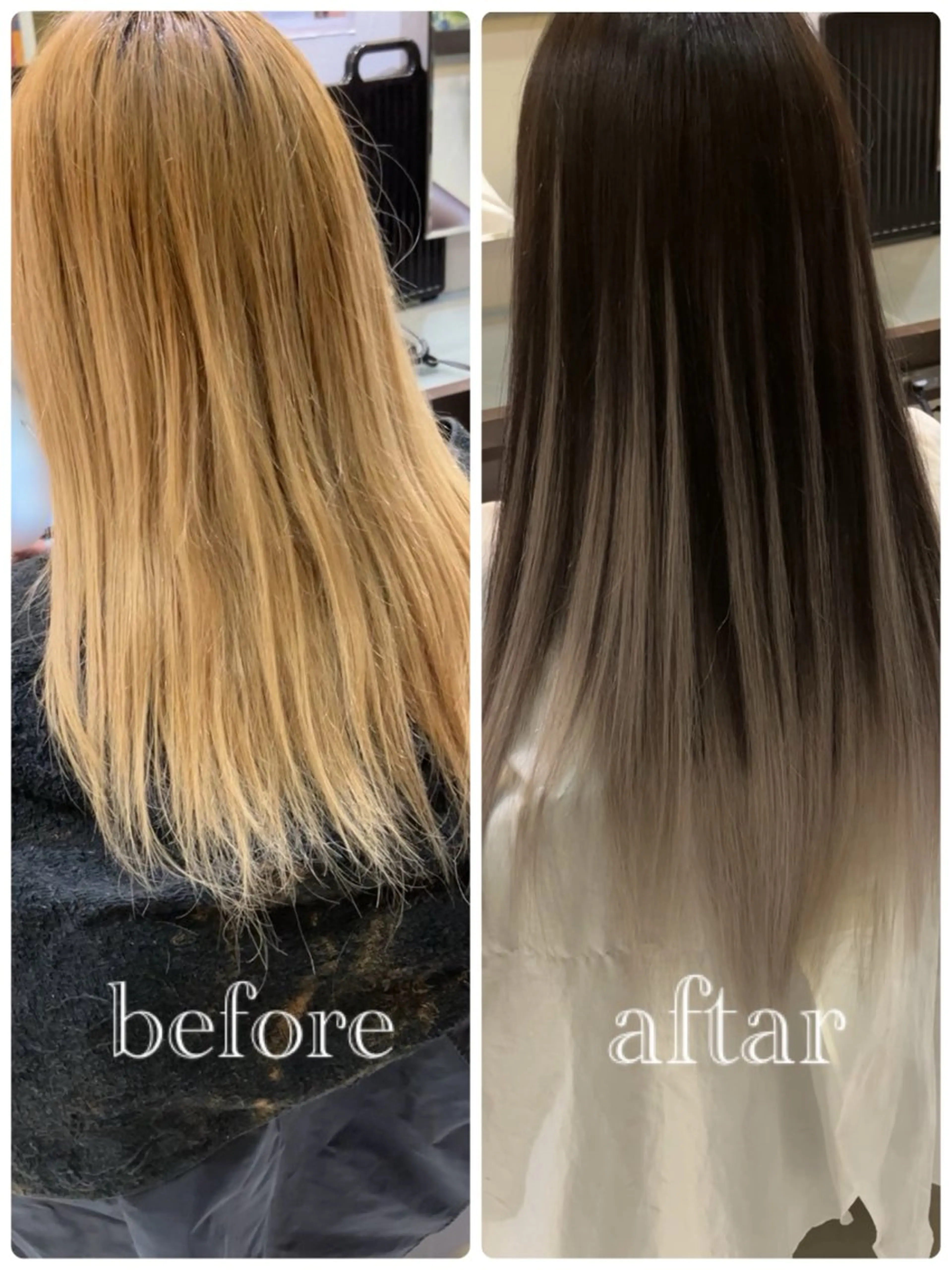 ロング シールエクステ エクステ レイヤーカット カット ヘアカラー エクステ カラコレなんば TOPstylistのヘアスタイル