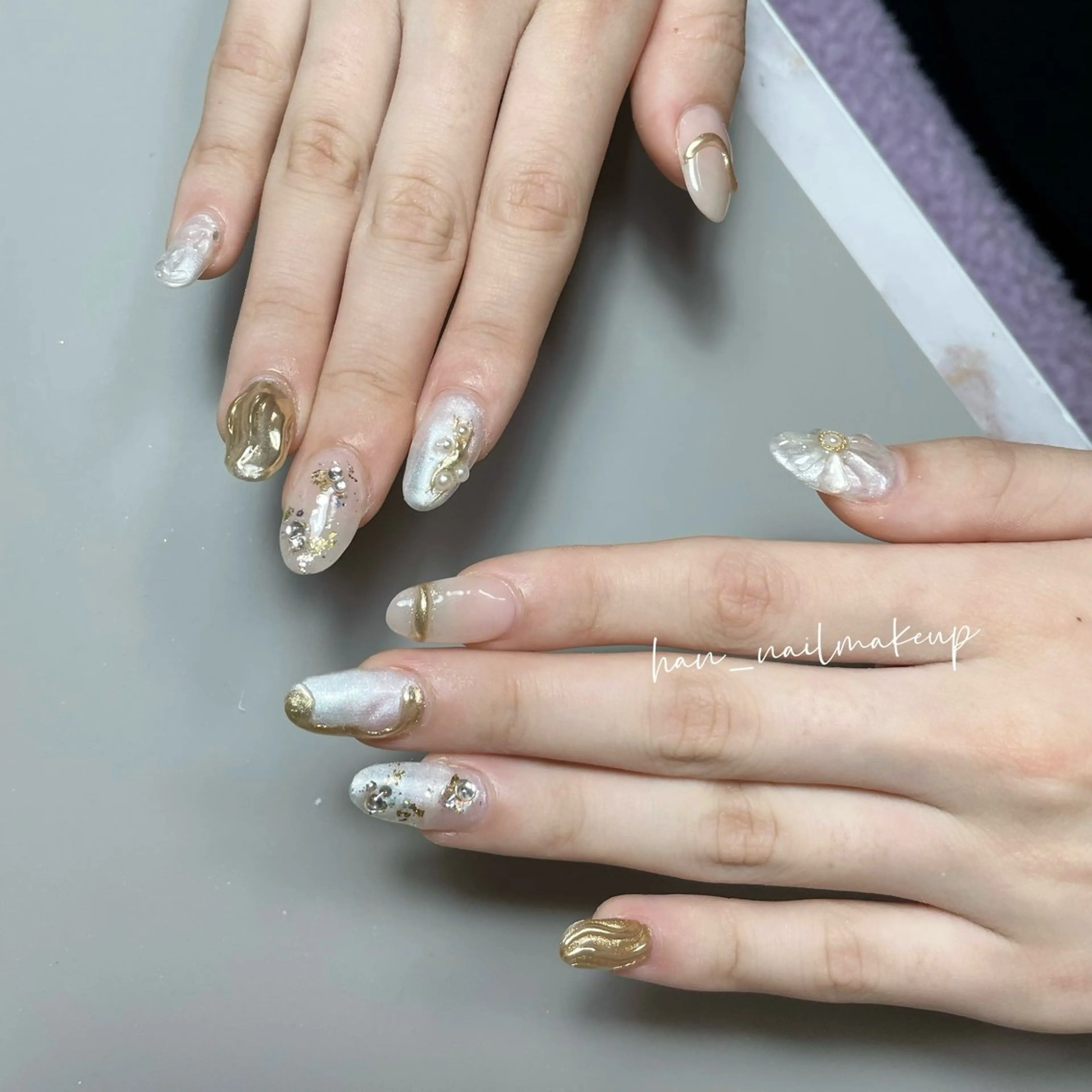ネイル 成人式 長さ出し 持ち込み ハンドネイル Himari Nail Salonのネイルデザイン