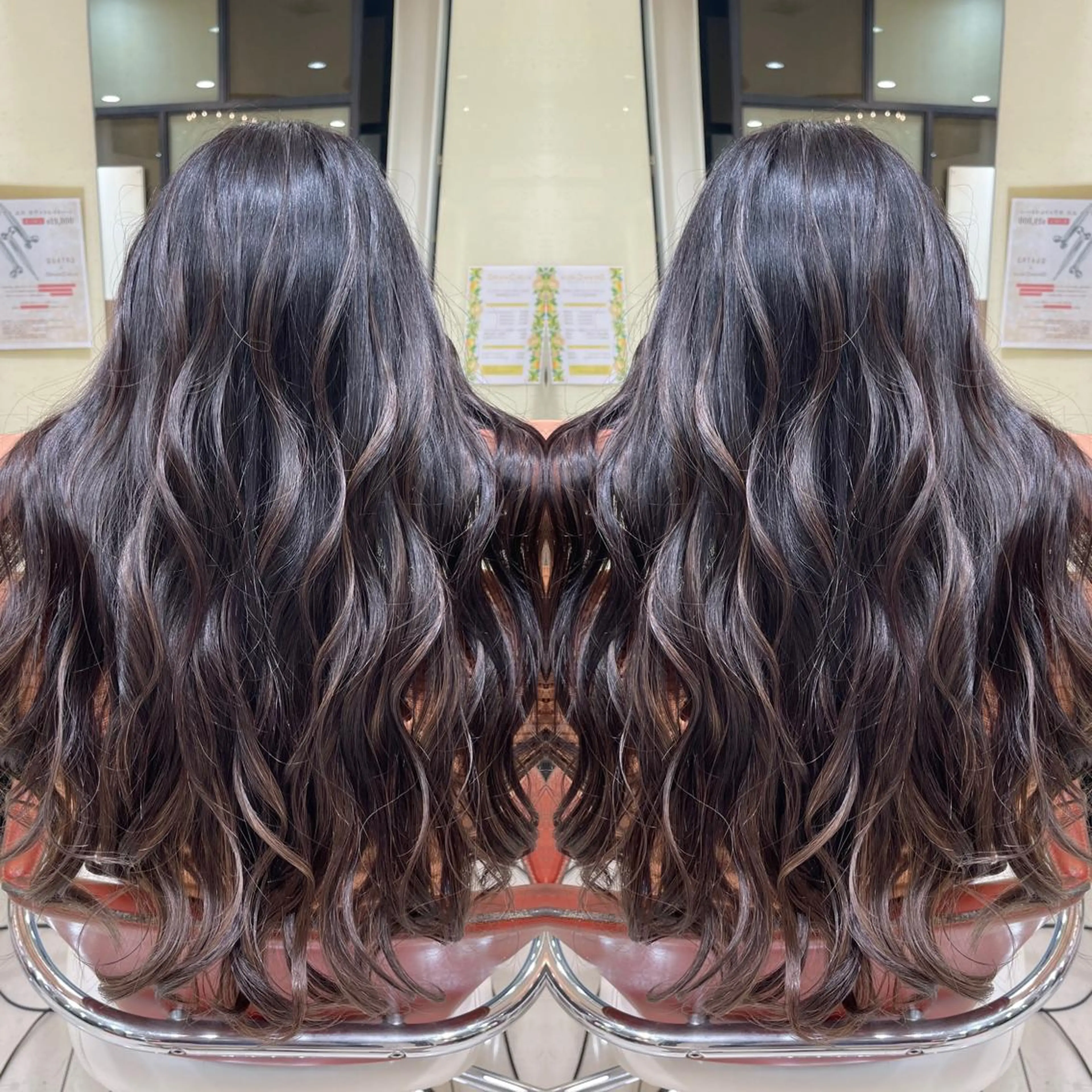 セミロング カット ヘアカラー Y Uのヘアスタイル