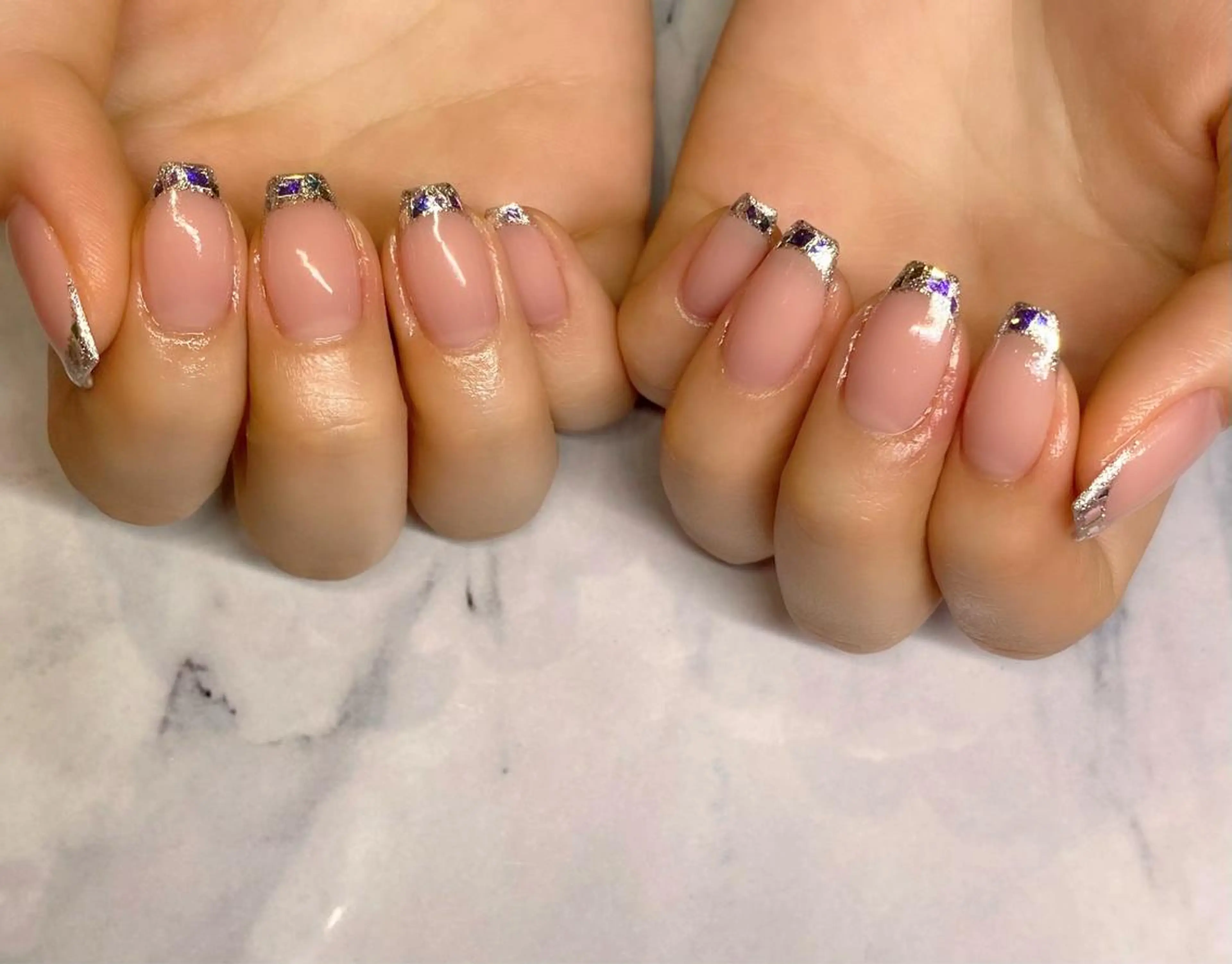 ネイル フレンチネイル ガラスフレンチ ハンドネイル Lino+ ネイル&よもぎ蒸しのネイルデザイン