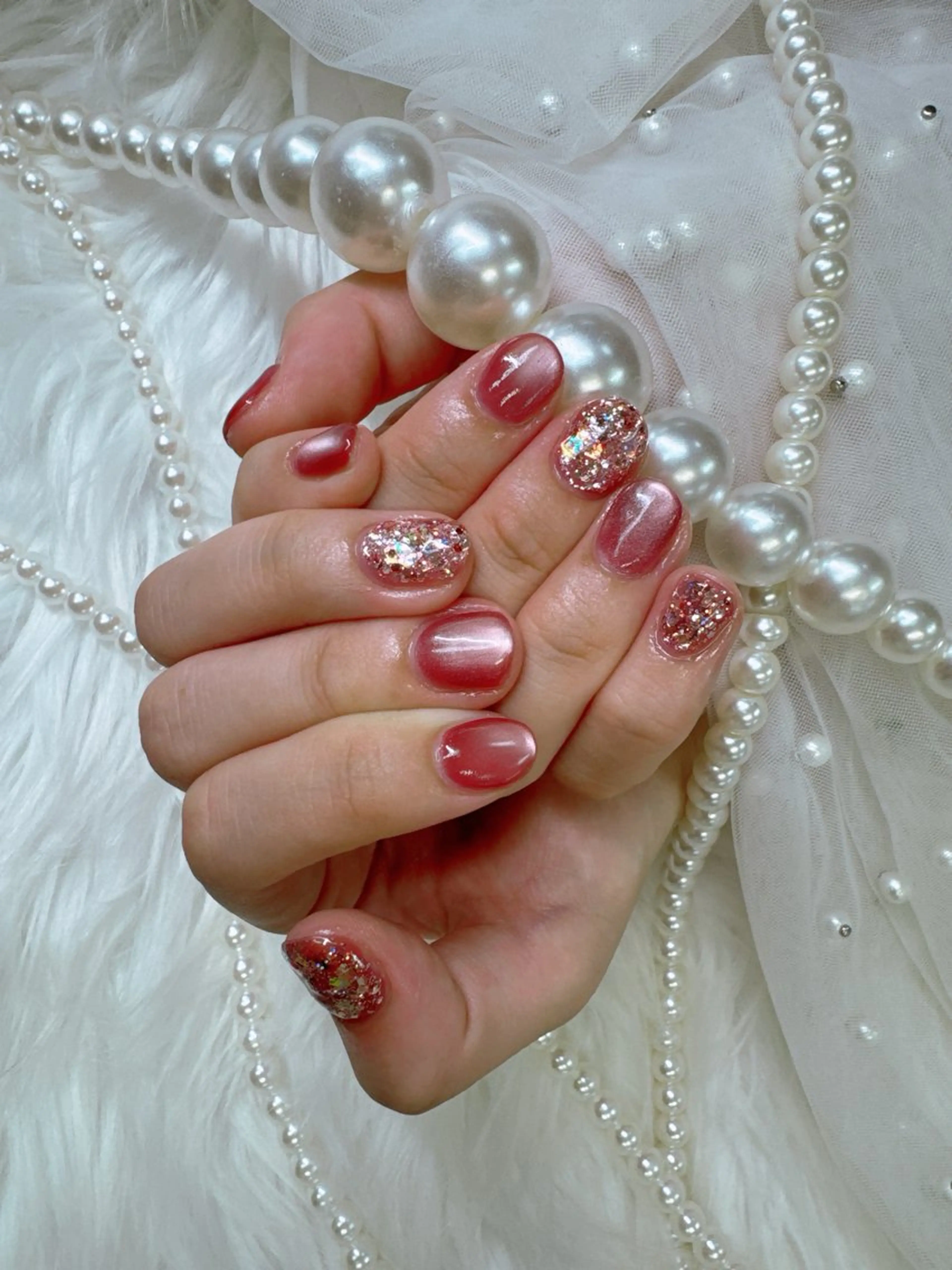 ネイル べっ甲ネイル フットネイル フレンチネイル ガラスフレンチ マグネットネイル ハンドネイル Queeens nailのネイルデザイン