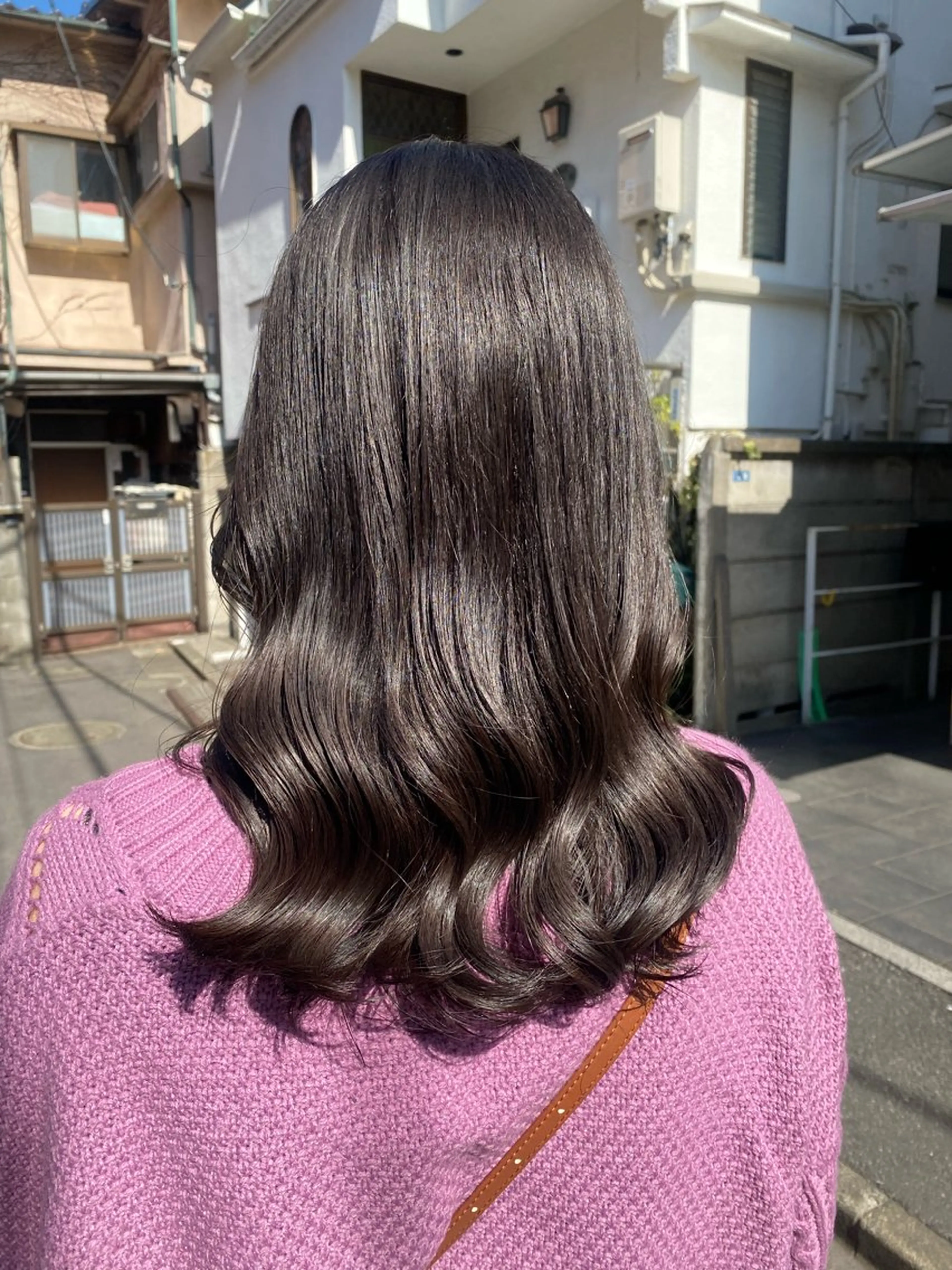 セミロング カラー ブリーチ フォギーグレージュ グレージュ ブリーチなしカラー グレージュ/レイヤー /韓国ヘア/RISAのヘアスタイル