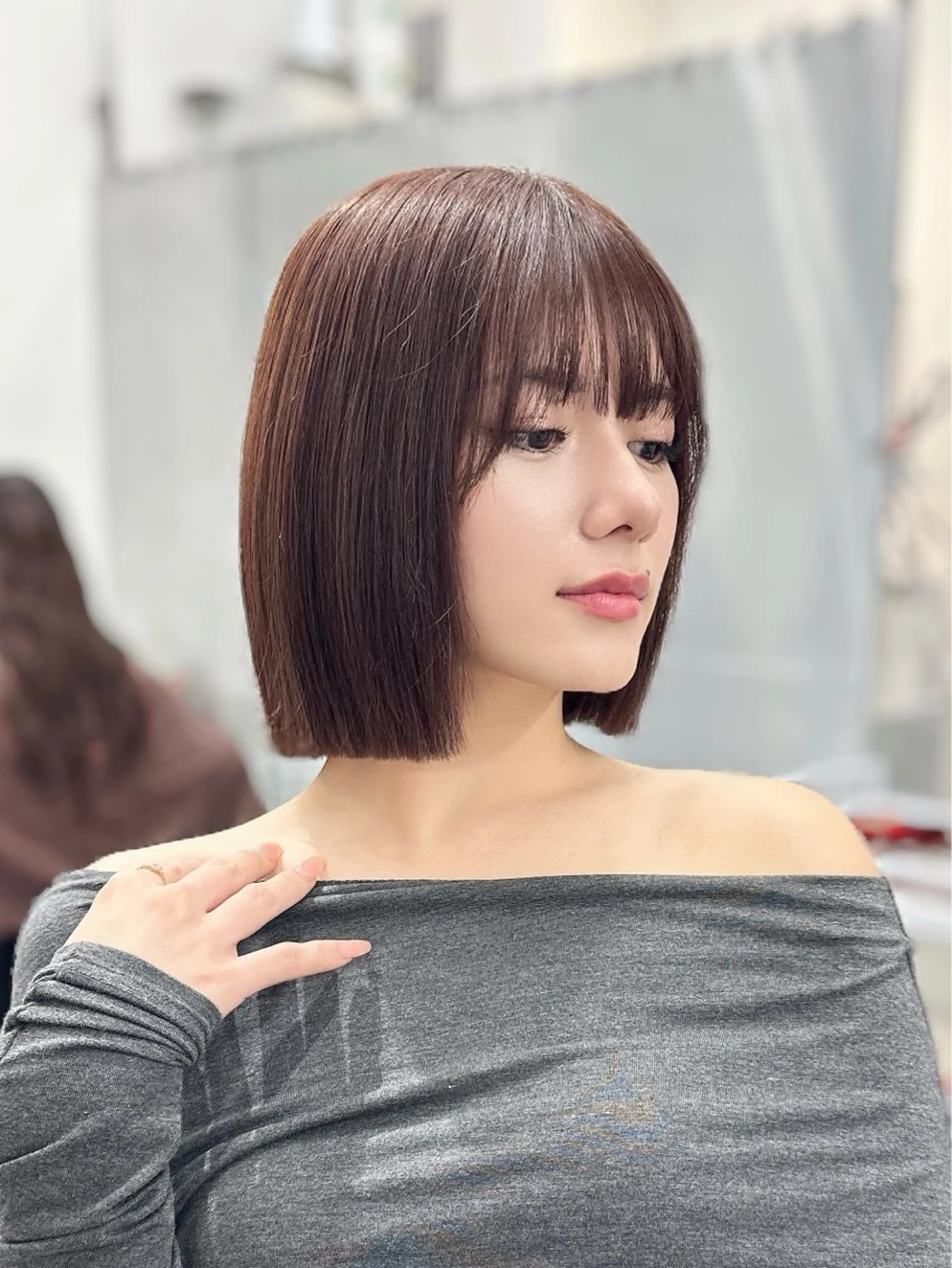 ミディアム カット ヘアカラー ヘアセット 縮毛矯正/エクステ レイヤーカット/達也のヘアスタイル