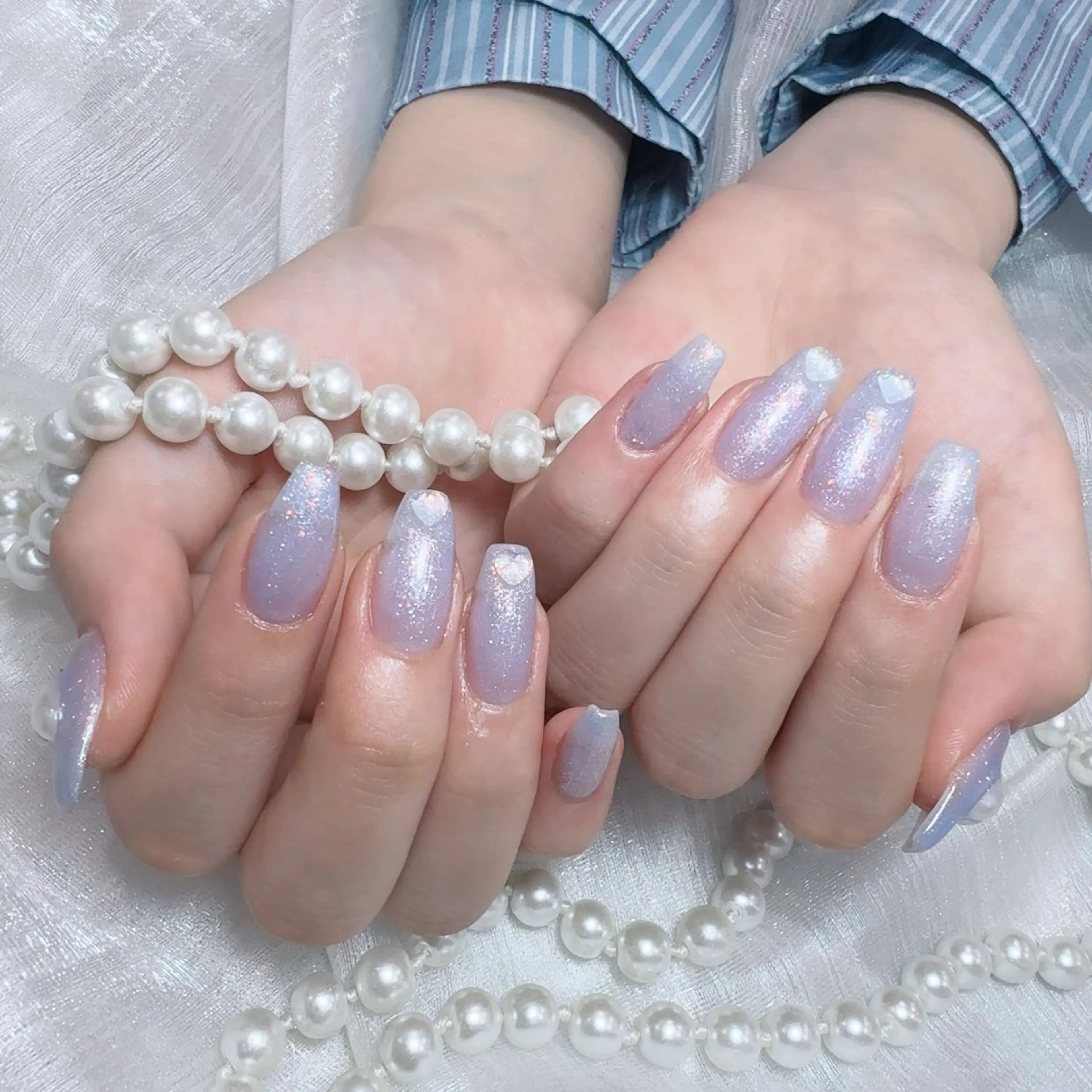 ネイル アートネイル フラッシュネイル フレンチネイル ジェルネイル ガラスフレンチ ハンドネイル You&Me Yukiのネイルデザイン