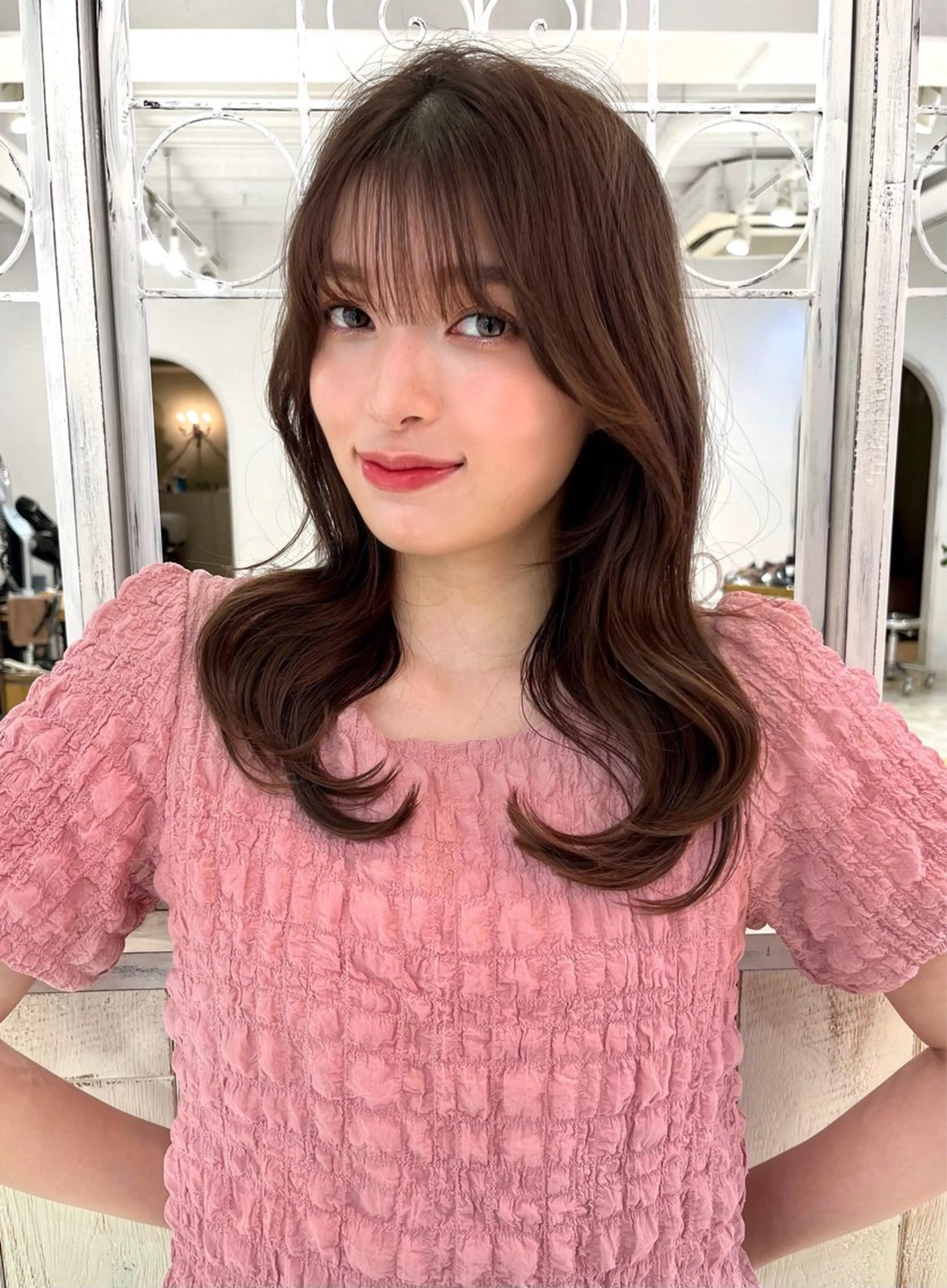 セミロング カラー ブラウンカラー モカブラウン くびれヘア レイヤーカット カット ヘアカラー トリートメント 【韓国ヘア×透明感 カラー】笹谷 莉未のヘアスタイル