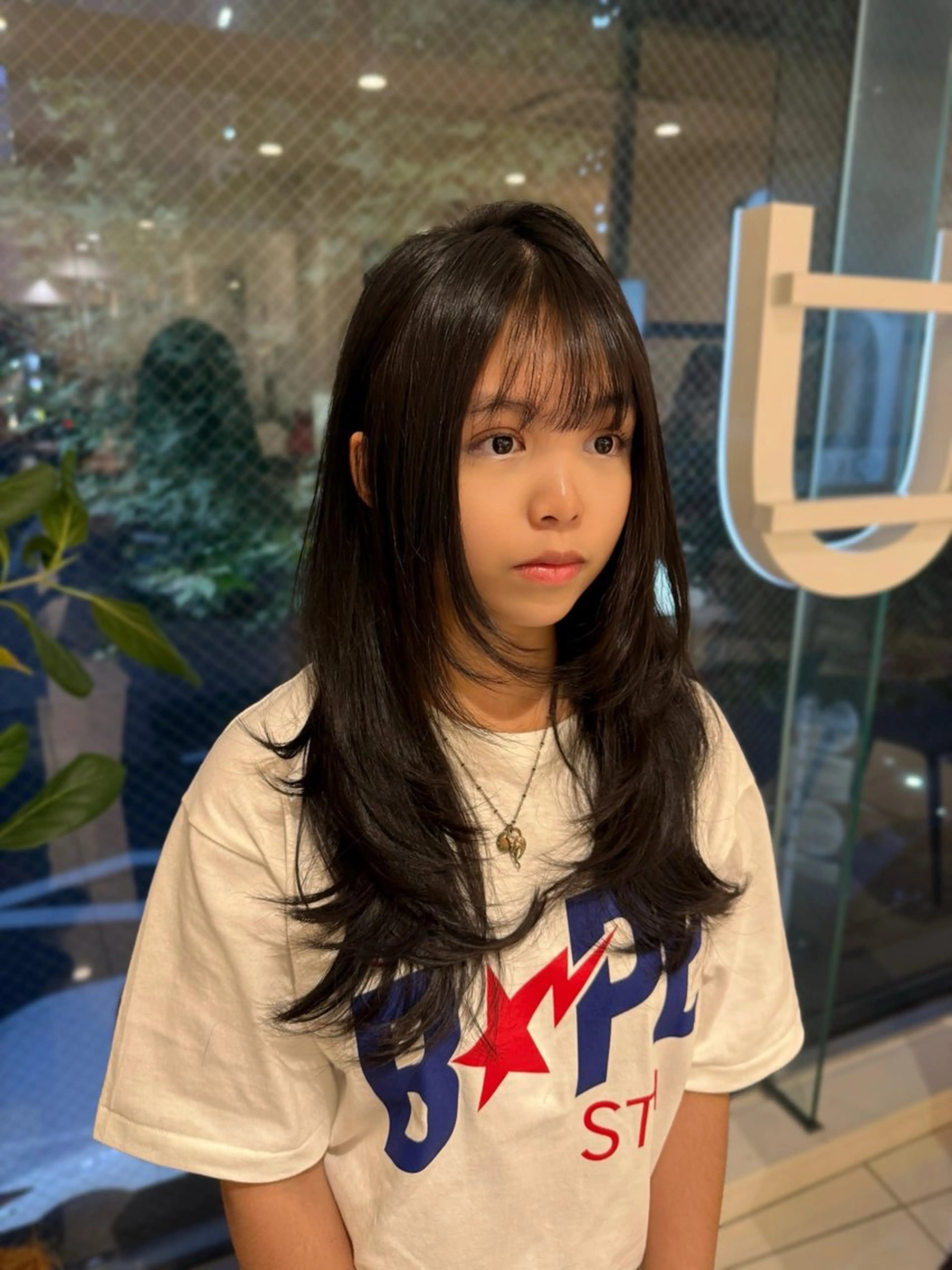 ロング ケアカラー レイヤーカット ヘアカラー トリートメント メンズ縮毛矯正 ブリーチカラー/まやのヘアスタイル