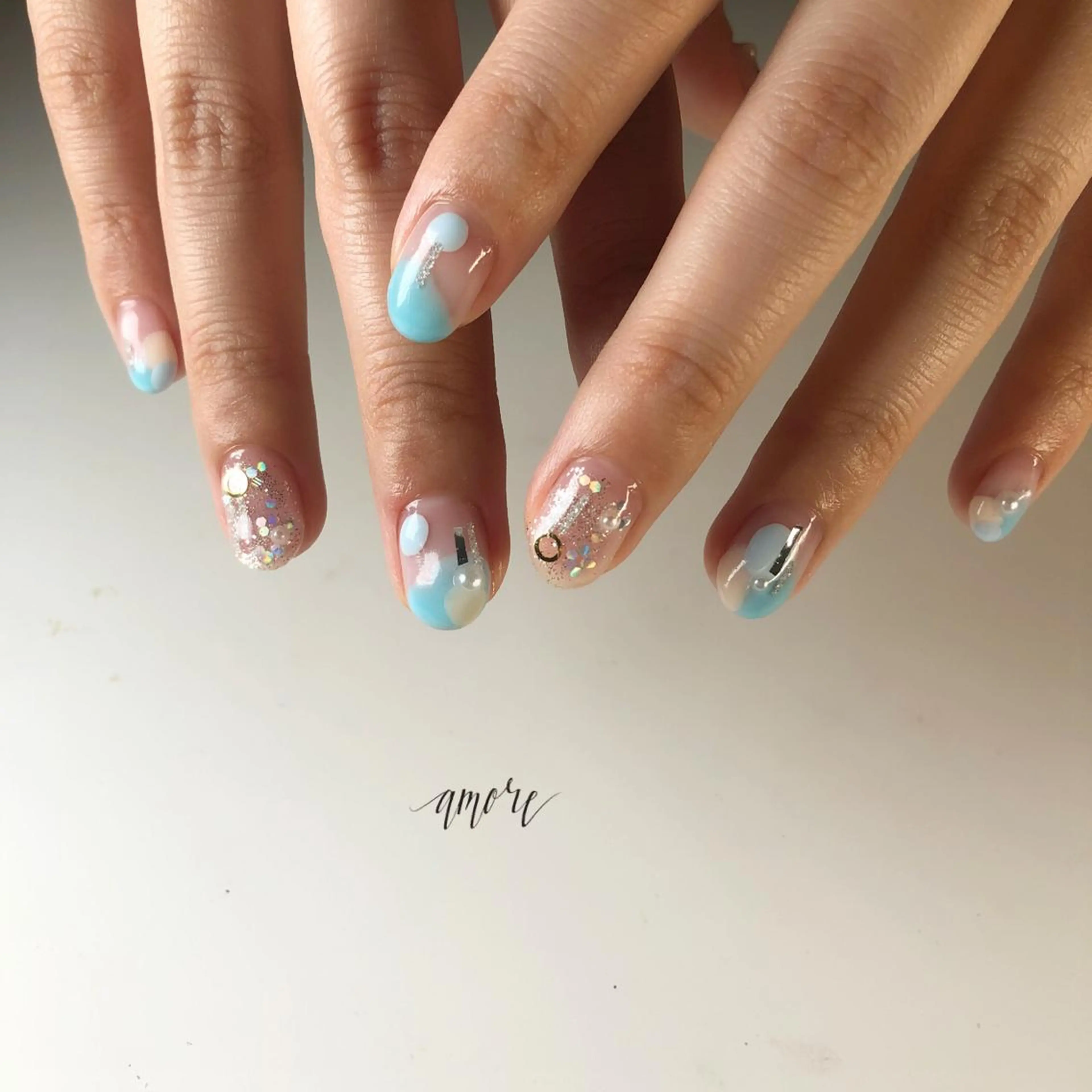 ネイル ジェルネイル 氷ネイル・うるうるネイル ラメ(グリッター) マグネットネイル ミラーネイル You kyehwaのネイルデザイン