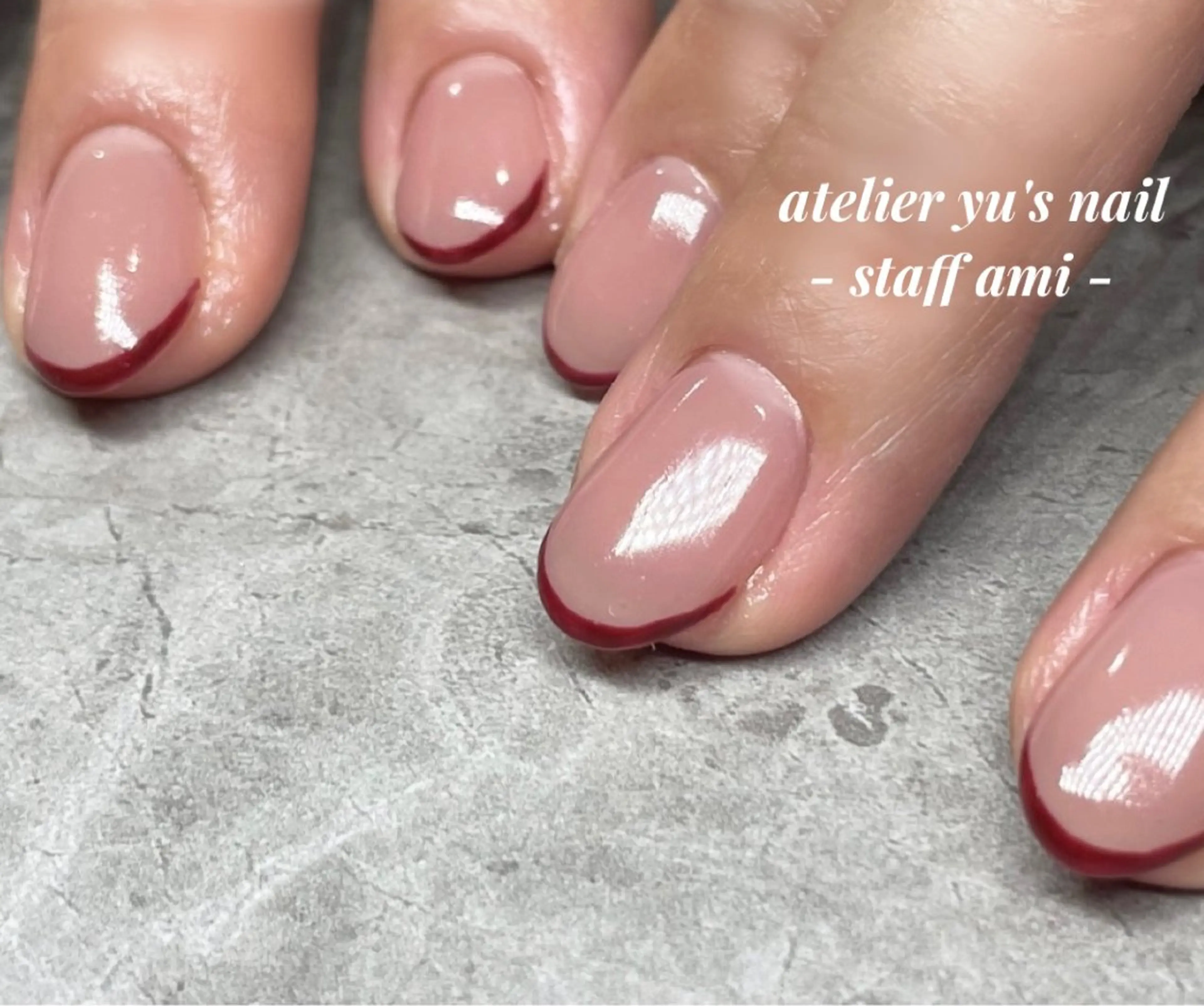 ネイル ボルドー フレンチネイル ハンドネイル ハンドケア atelier yu's nail所属・atelier yu's nailのネイルデザイン