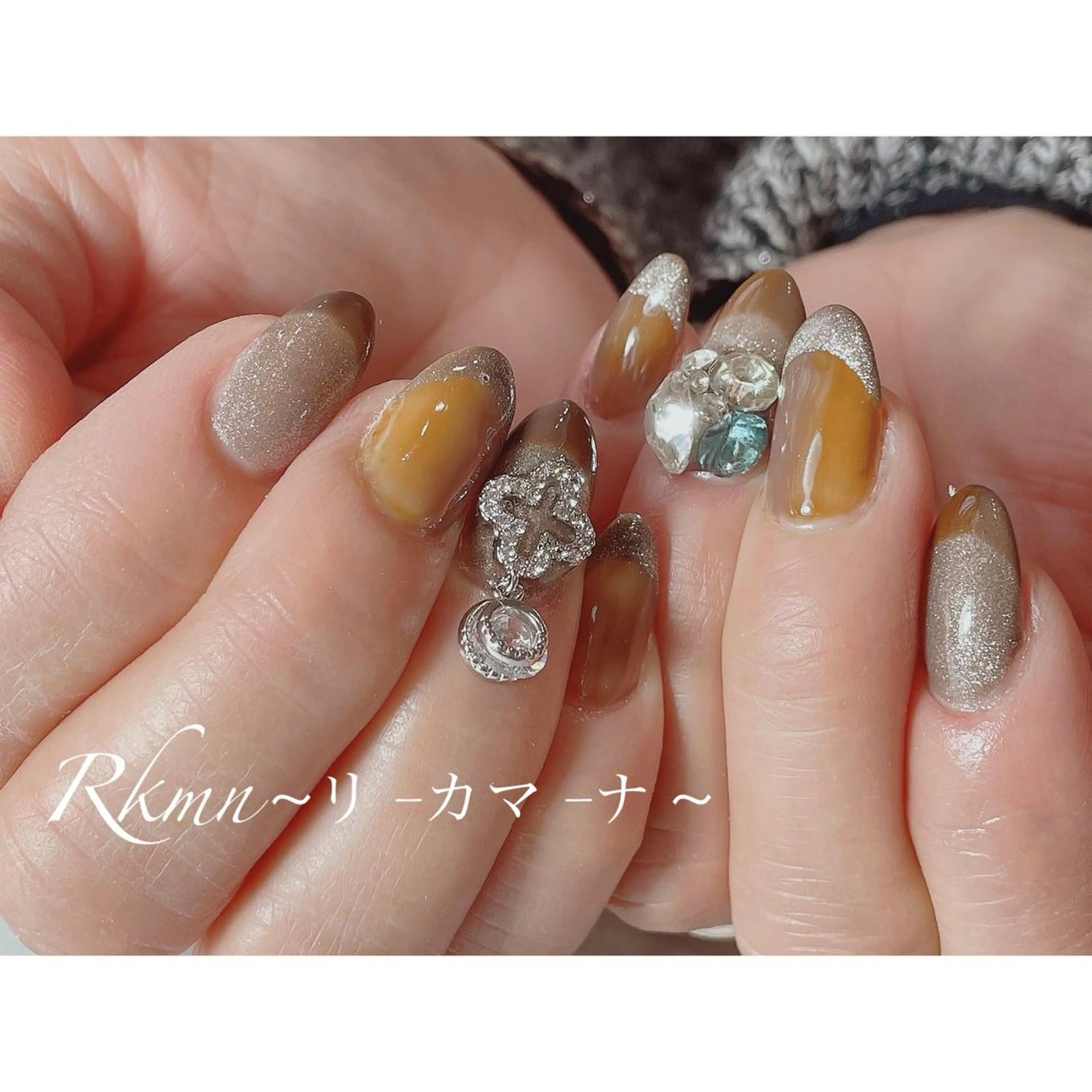 ネイル アートネイル フレンチネイル マグネットネイル オンブレフレンチ 春ネイル ハンドネイル フットネイル ハンドケア Rkmn ~リ-カマ-ナ~のネイルデザイン