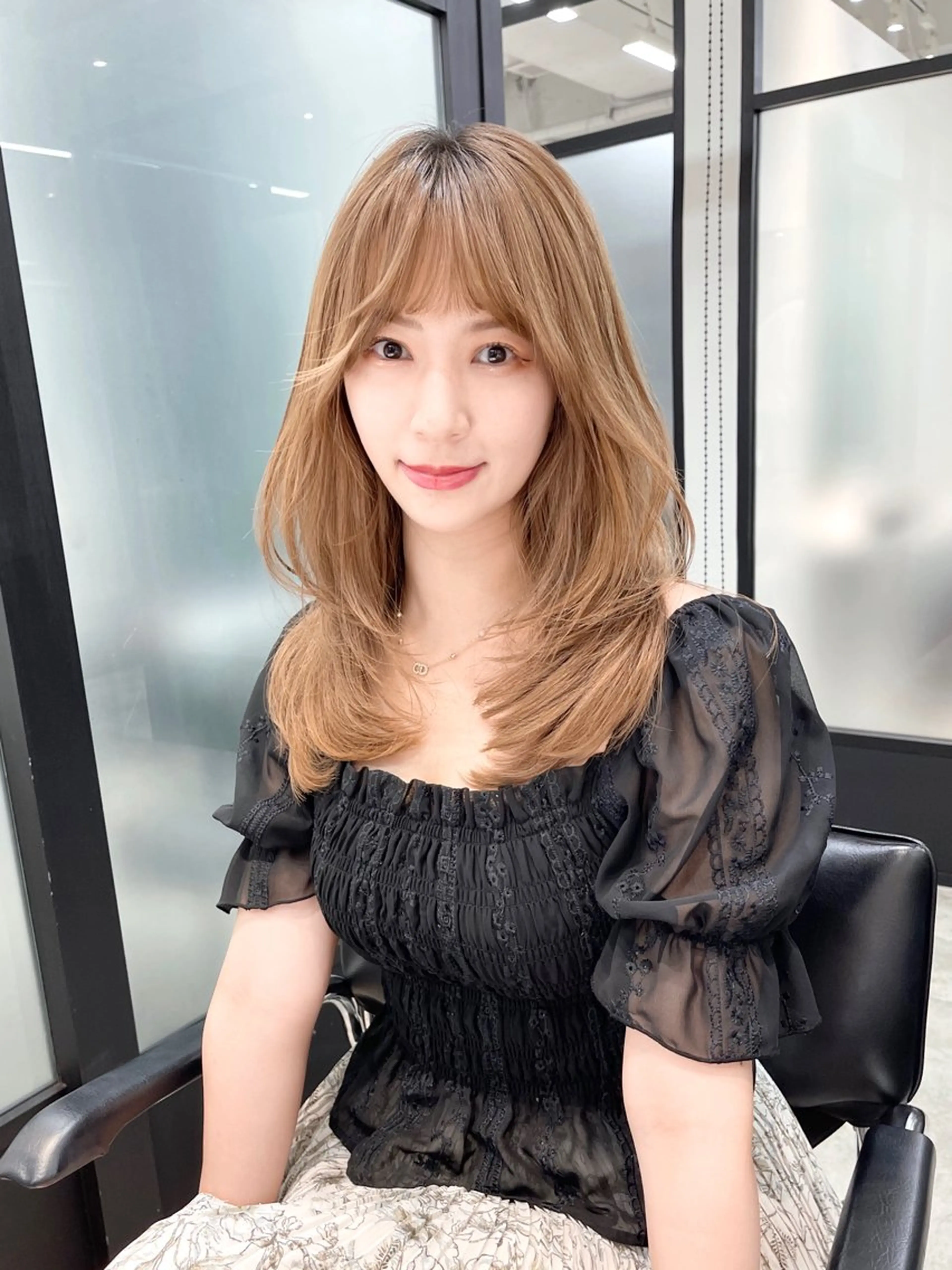 セミロング 韓国風ヘア レイヤーカット 韓国レイヤーカット 髪質改善▫️水野有真のヘアスタイル