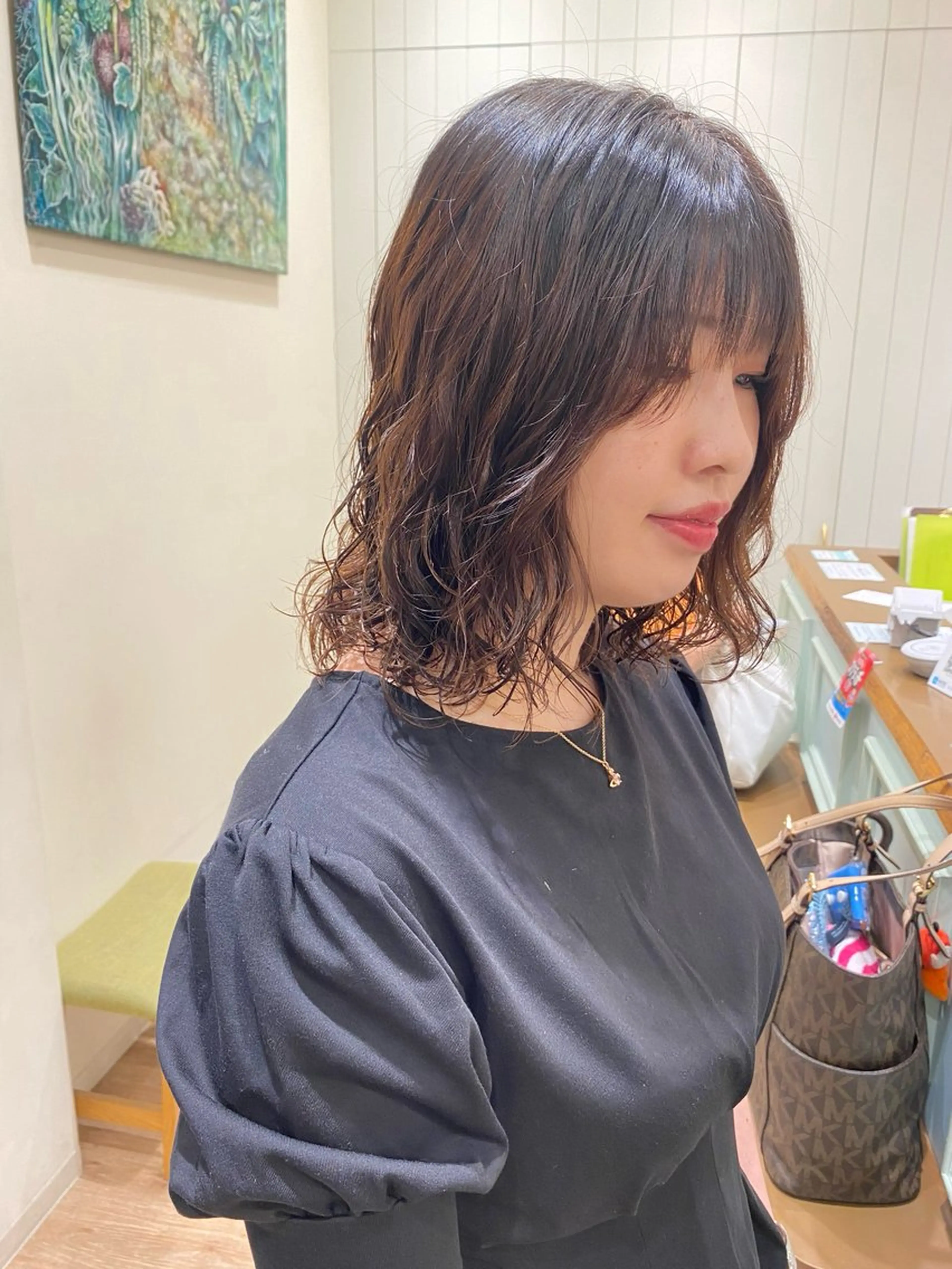 ミディアム カット パーマ トリートメント ayaka #パーマ#アレンジのヘアスタイル