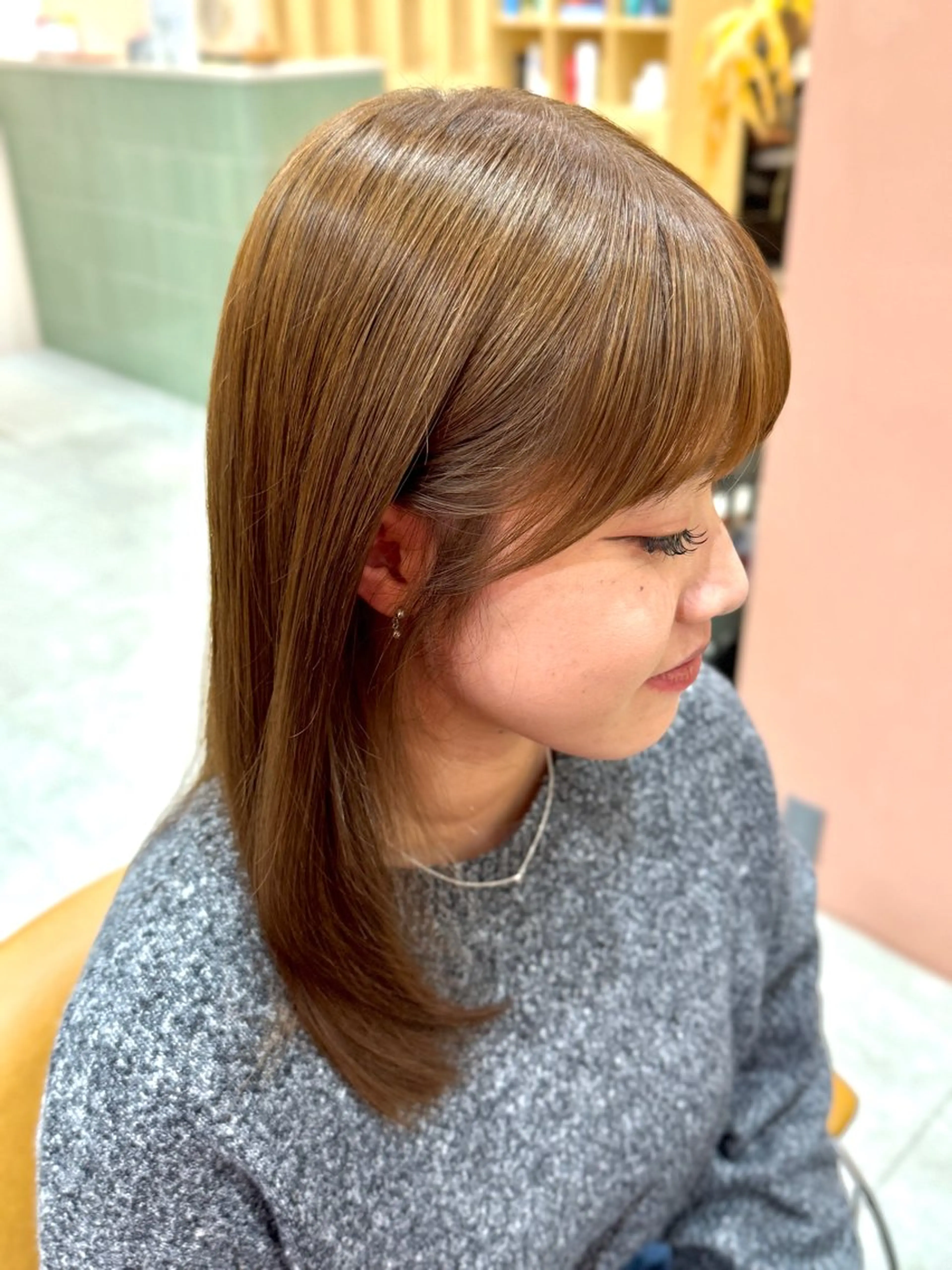 セミロング カラー ベージュカラー 髪質改善 ヘアカラー 似合わせカラー/ 松岡茉和🐼🌈🌟のヘアスタイル