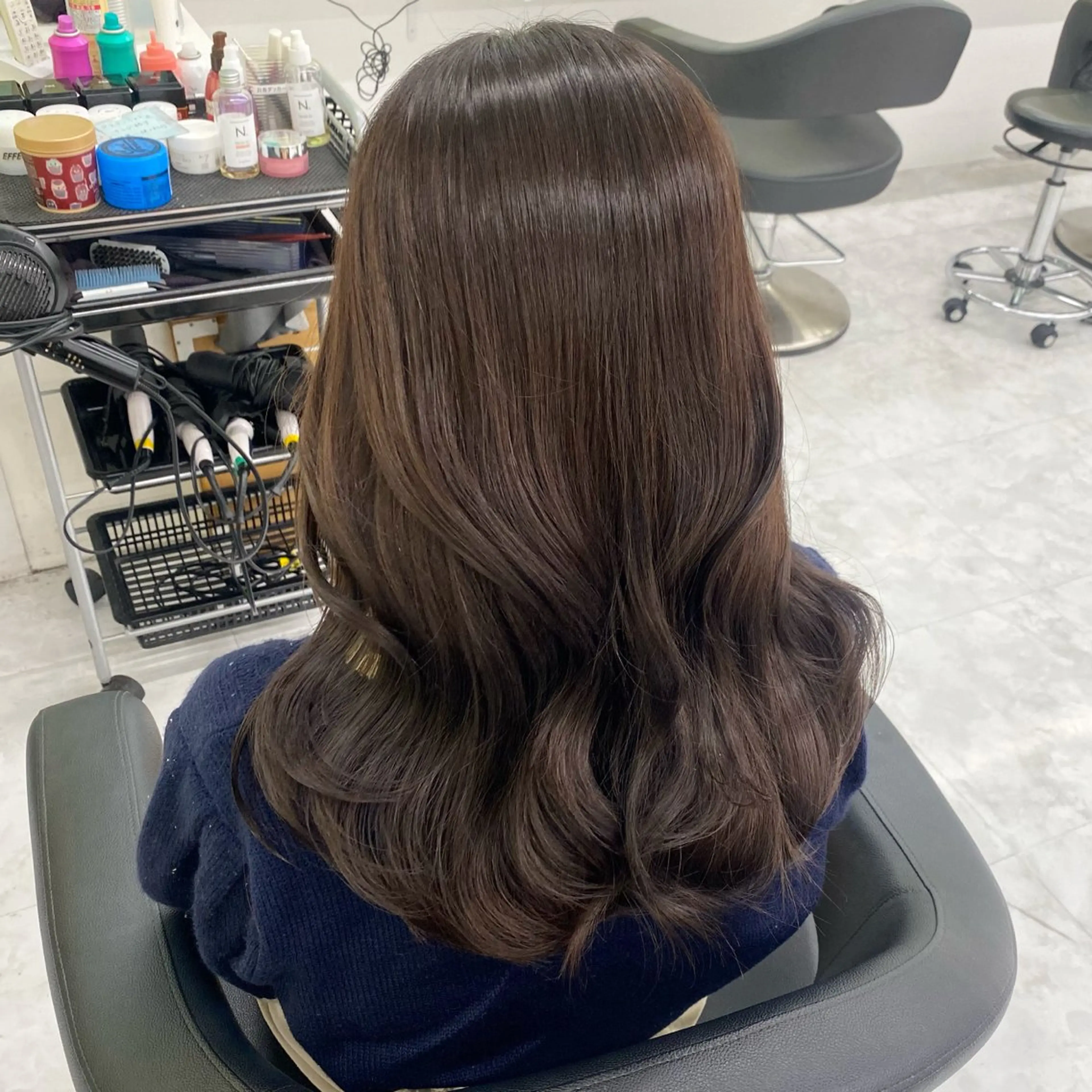 ミディアム カラー パーマ ヘアアレンジ キッズ ブラウンカラー チョコレートブラウン ヘアカラー 💖横浜ブリーチなし 💖MIHOのヘアスタイル