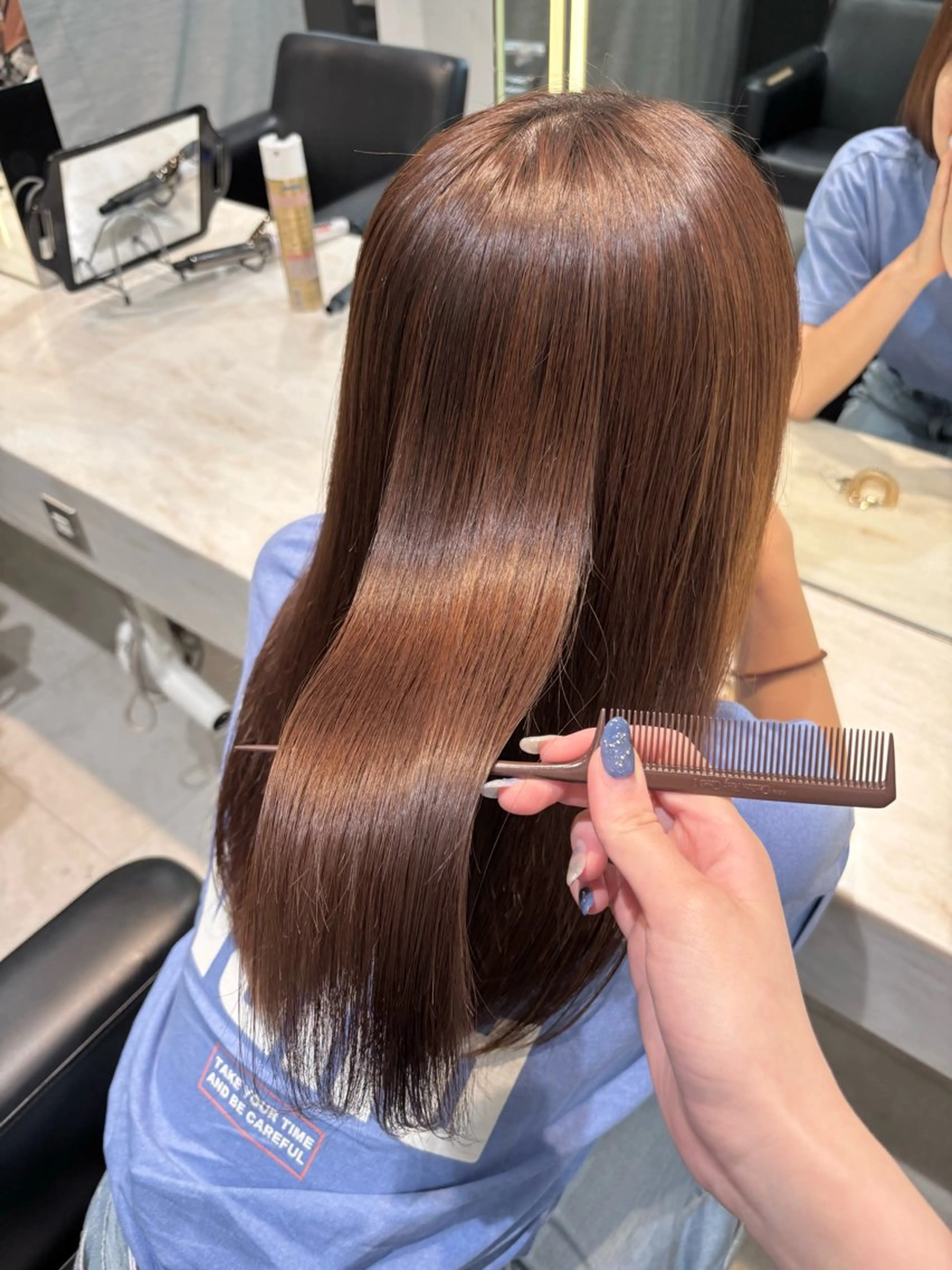 ロング 縮毛矯正 ♛︎ きっか ♛︎ ヘアアレンジ🩵のヘアスタイル