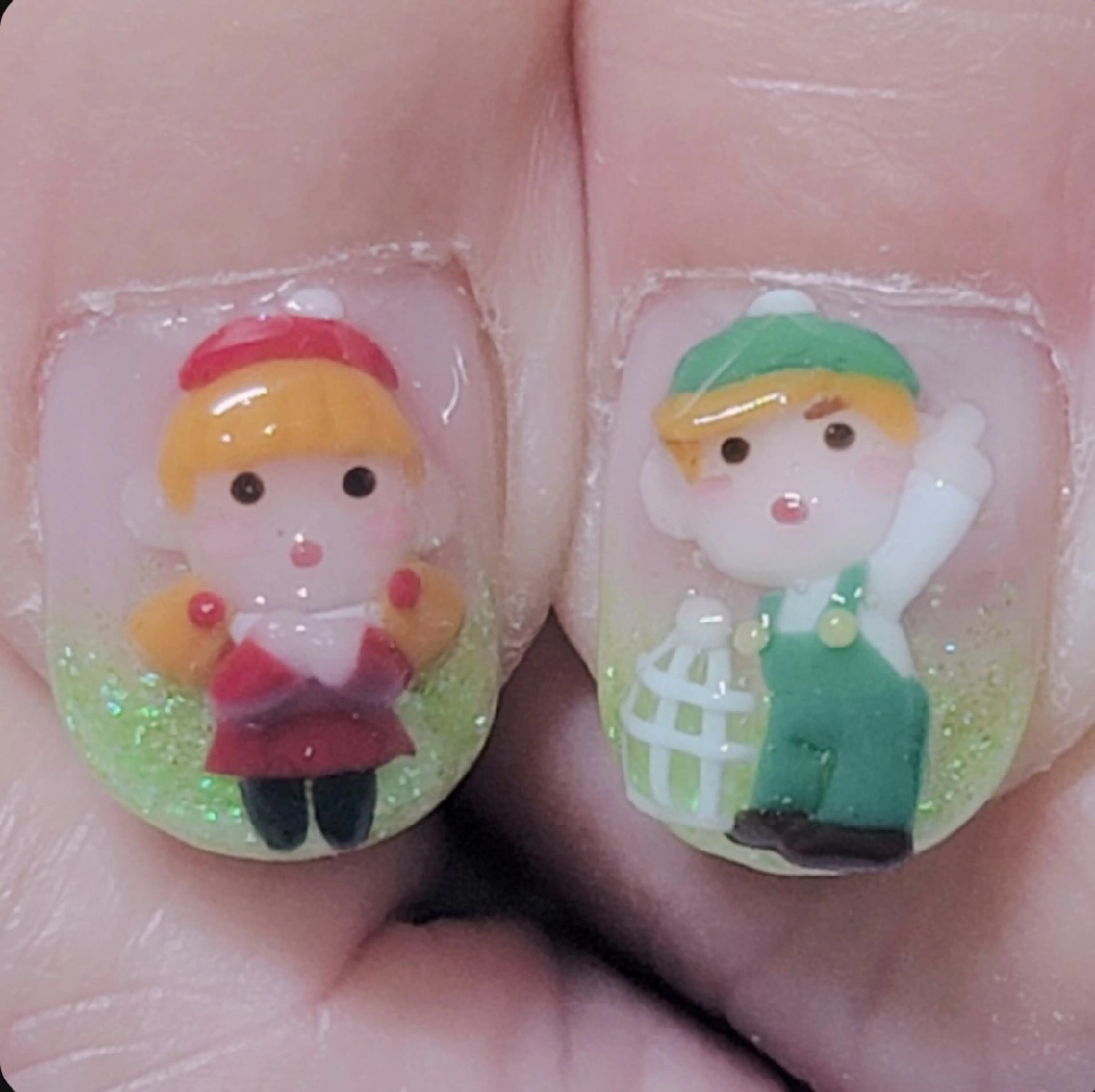 ネイル アートネイル ブルー グラデーション グリーン ラメ(グリッター) ハンドネイル よしだ ひろきのネイルデザイン