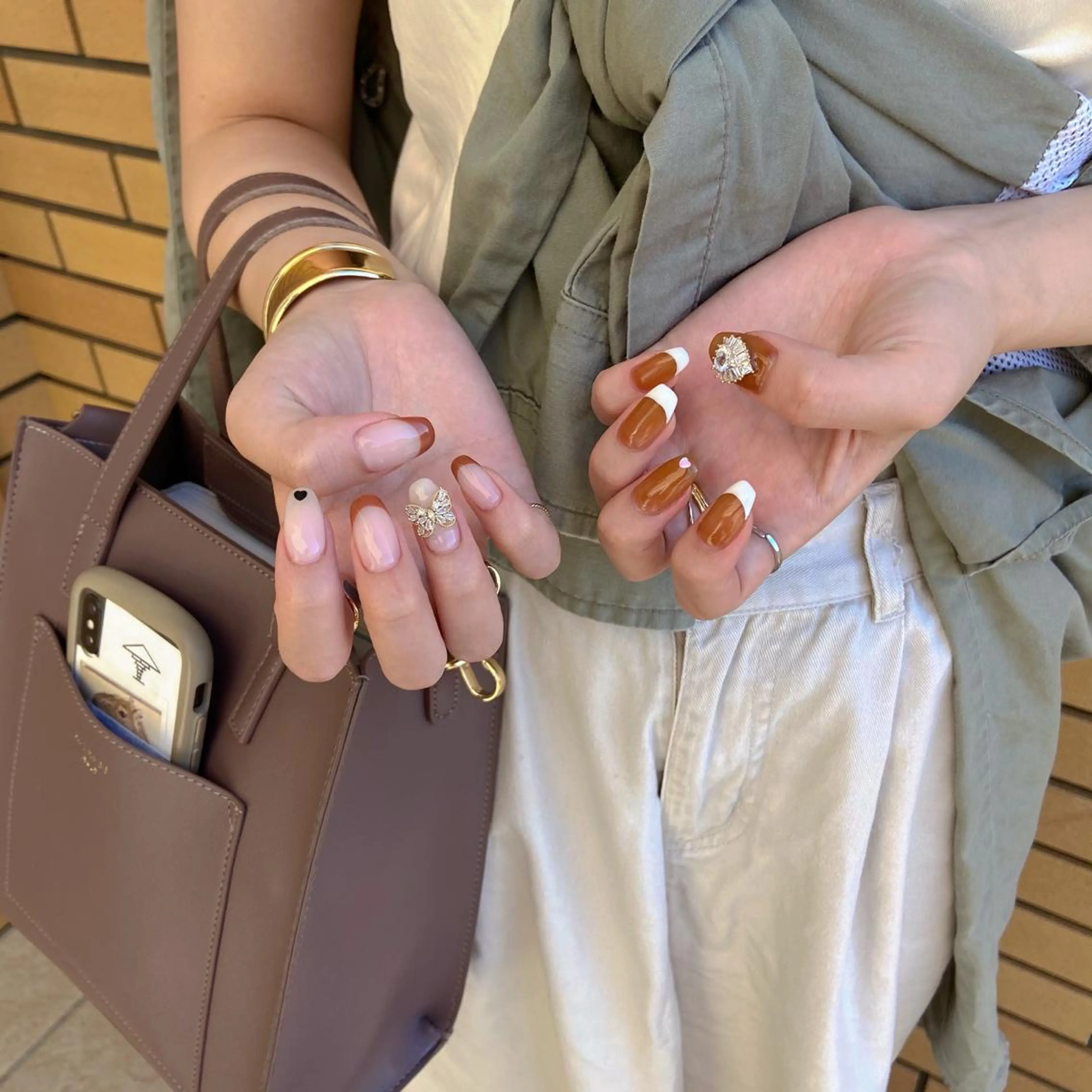 ネイル オーロラネイル カジュアル 長さ出し ジェルネイル 韓国ネイル ハンドネイル MH Nailのネイルデザイン