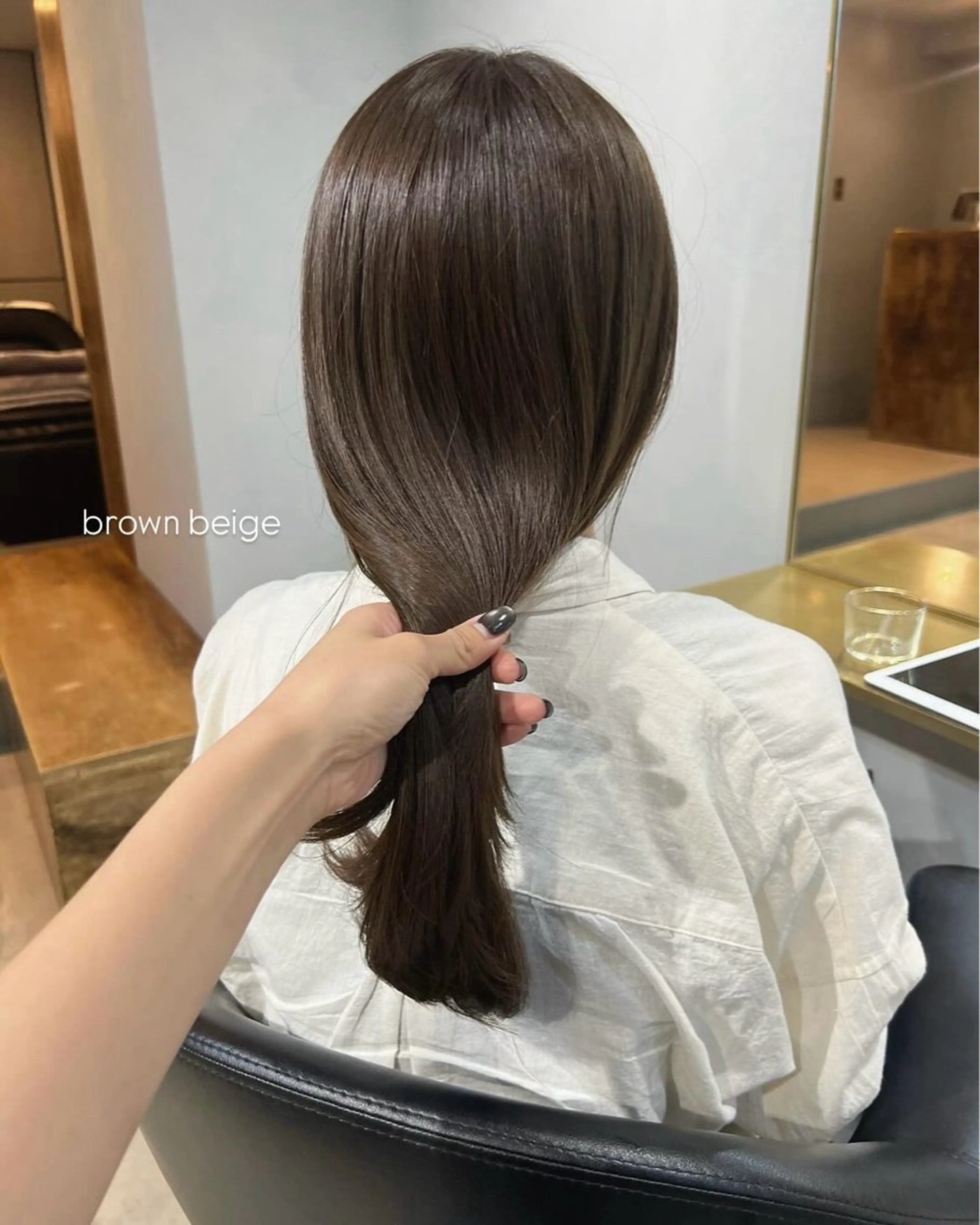 セミロング カラー ベージュカラー オリーブベージュ カット ヘアカラー トリートメント akane/ボブ /ブラウンベージュのヘアスタイル