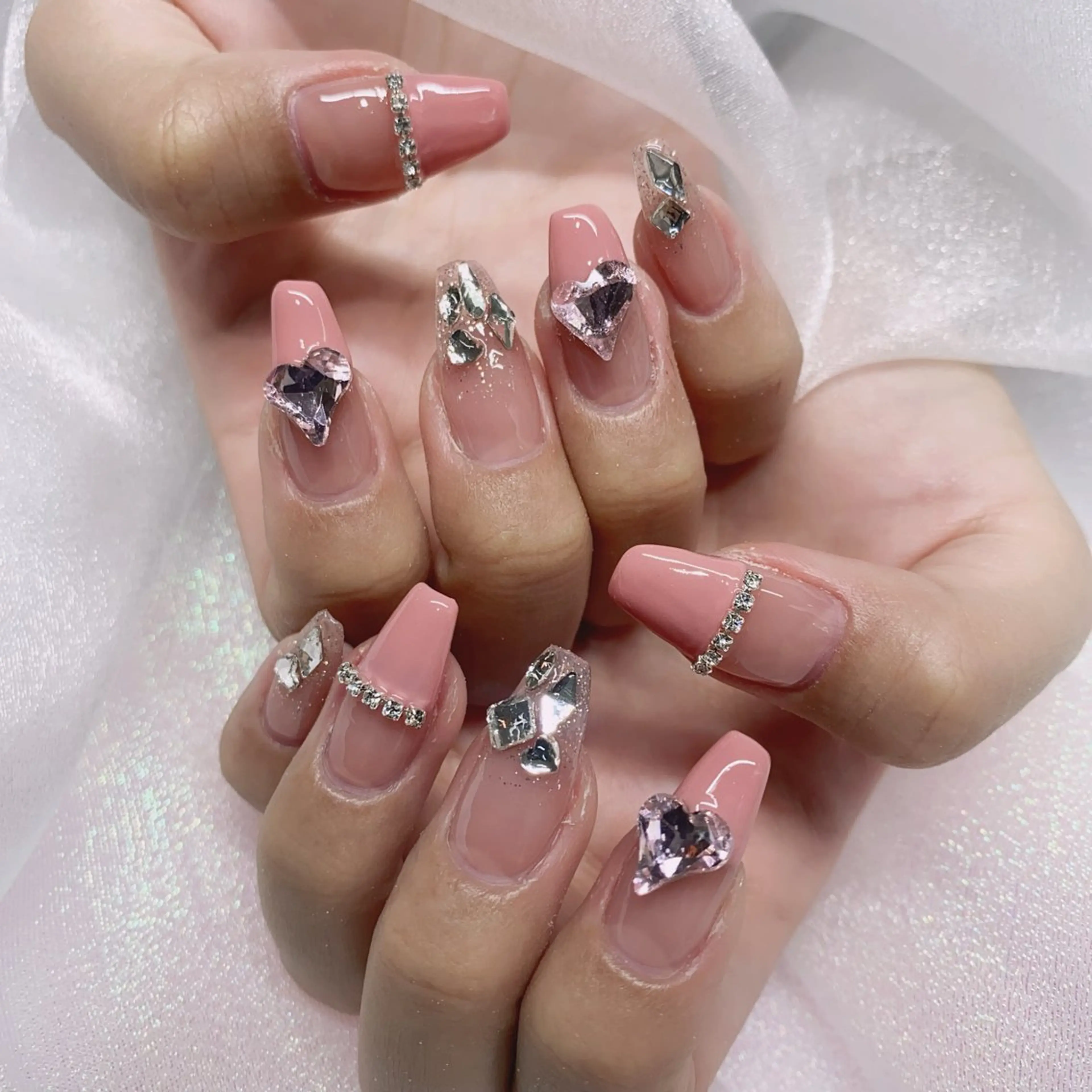 ネイル 長さ出し ジェルネイル キラキラネイル 大理石ネイル(マーブル) ニュアンスネイル Morpho nailのネイルデザイン