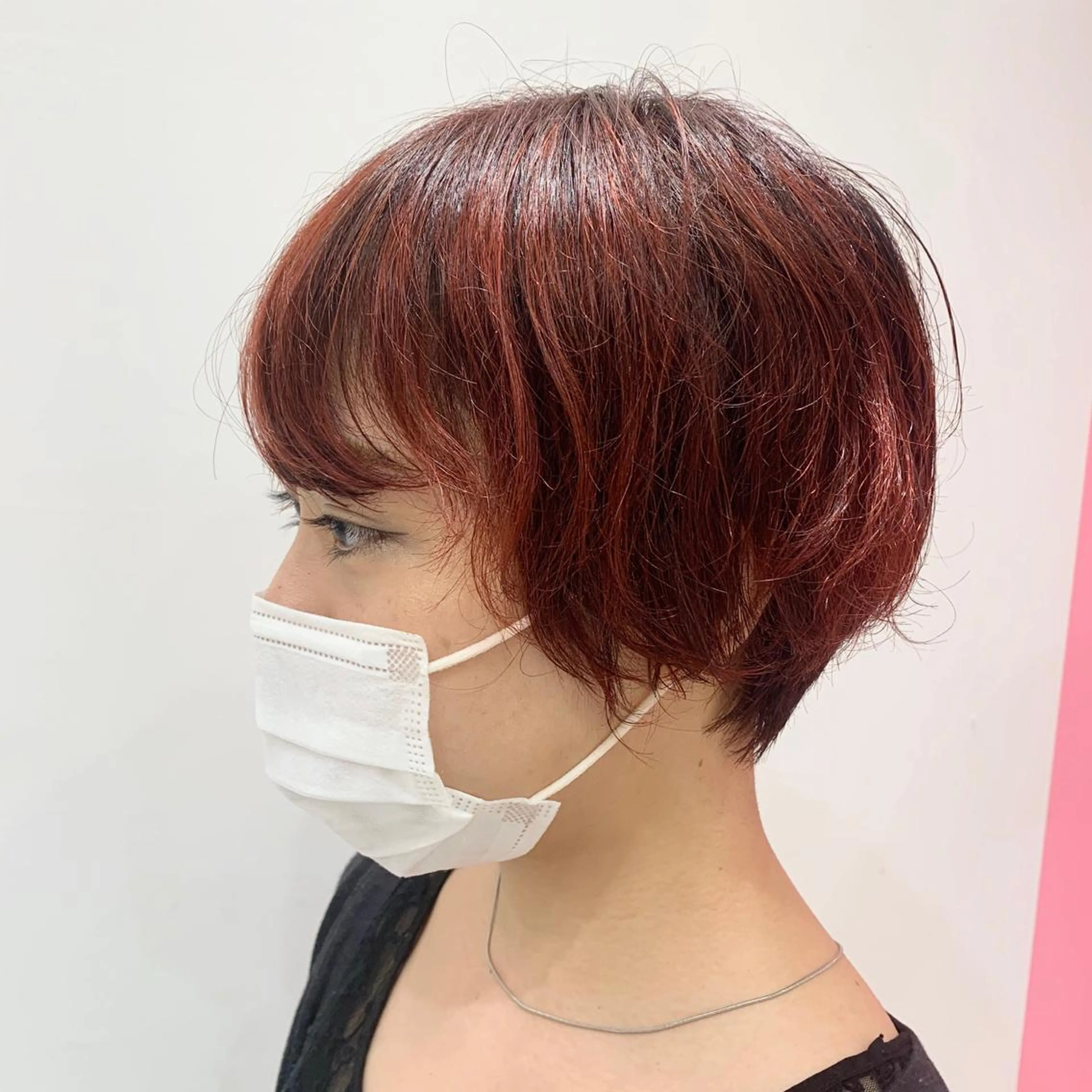 ショート カラー オレンジ 韓国風ハッシュカット 似合わせレイヤー池袋のヘアスタイル