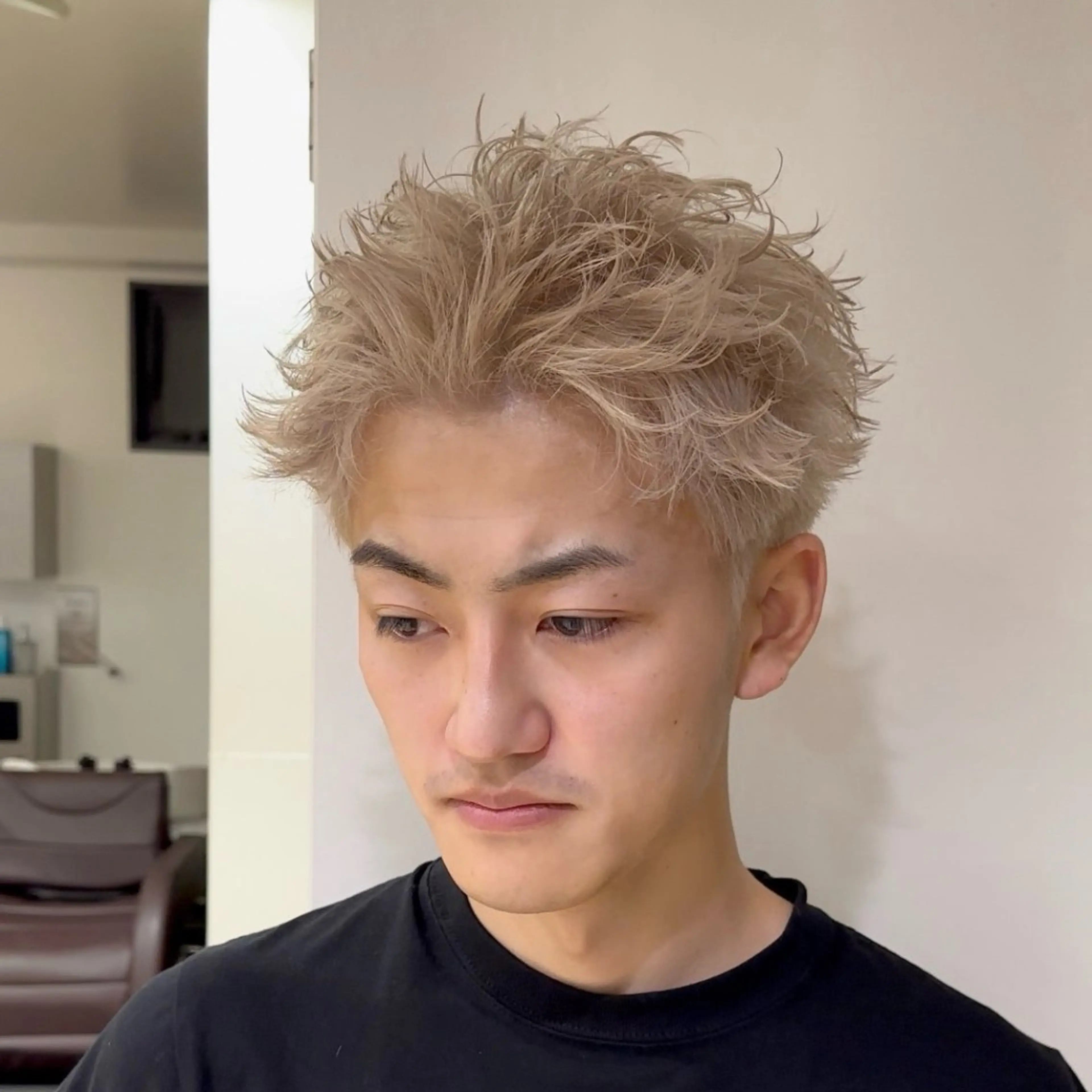 ショート メンズ メンズ特化/フェザー パーマ 和哉のヘアスタイル