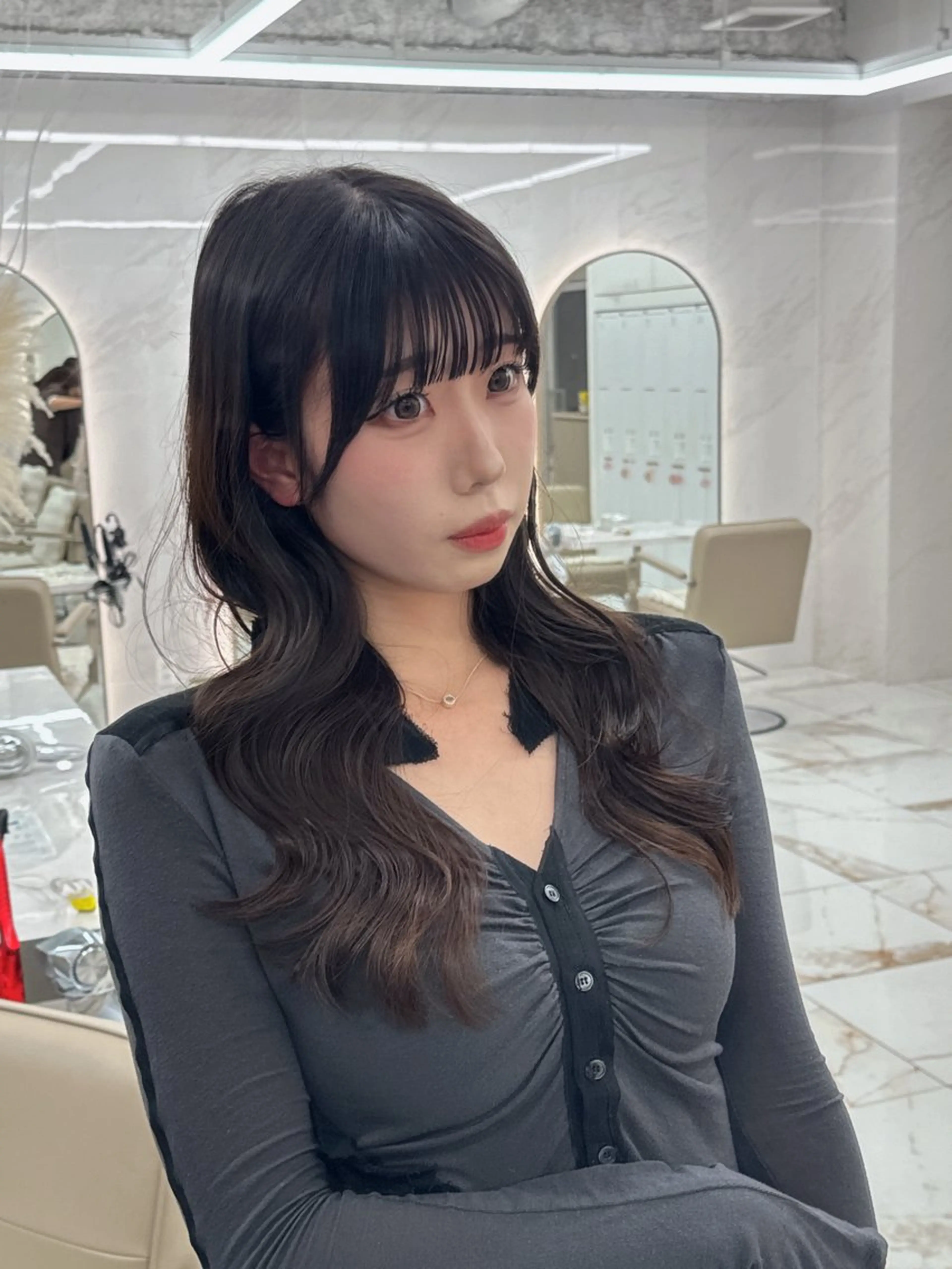 ロング のり🐼顔まわり/ 韓国/レイヤーカットのヘアスタイル