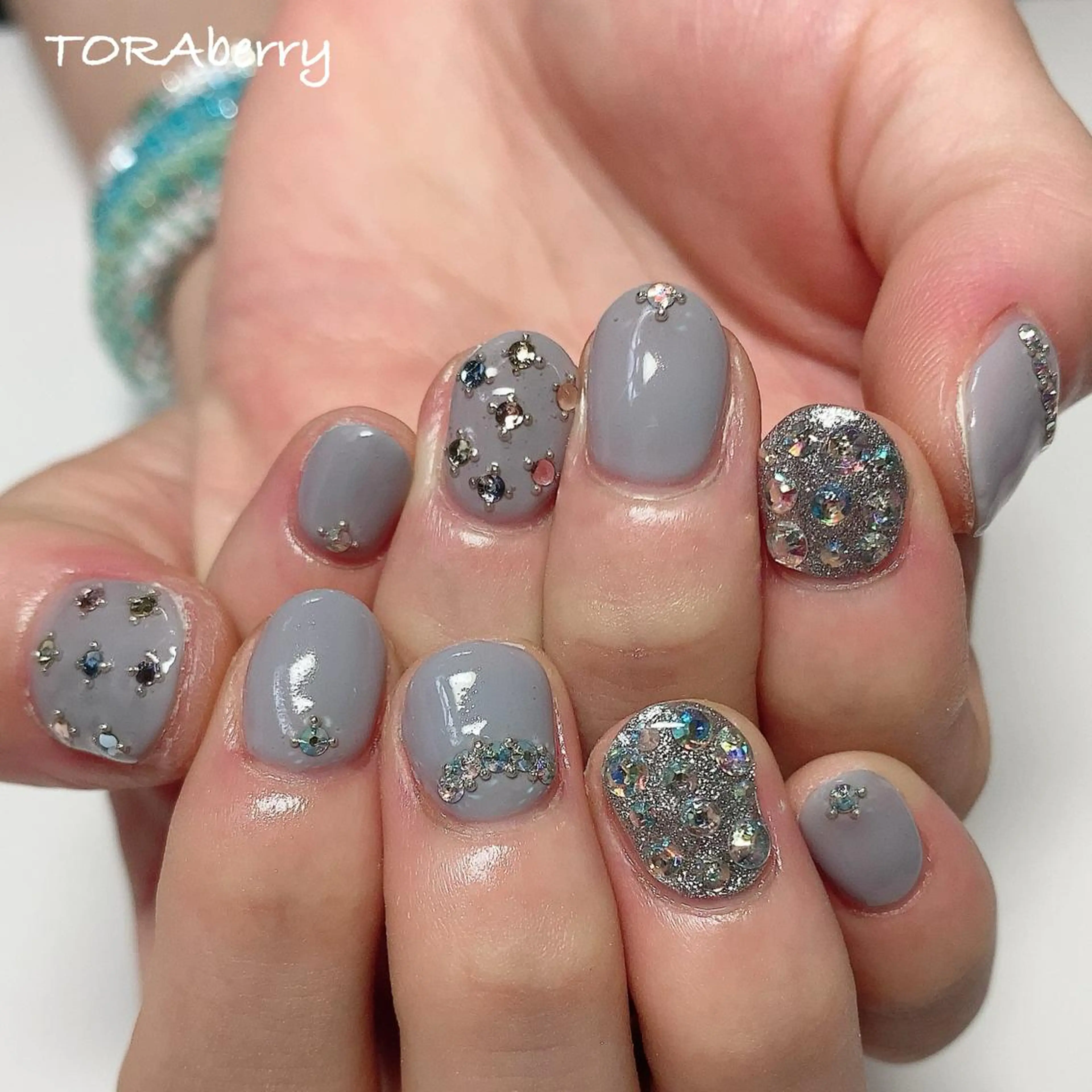 ネイル ストーンネイル ハンドネイル ネイリスト なつみのネイルデザイン