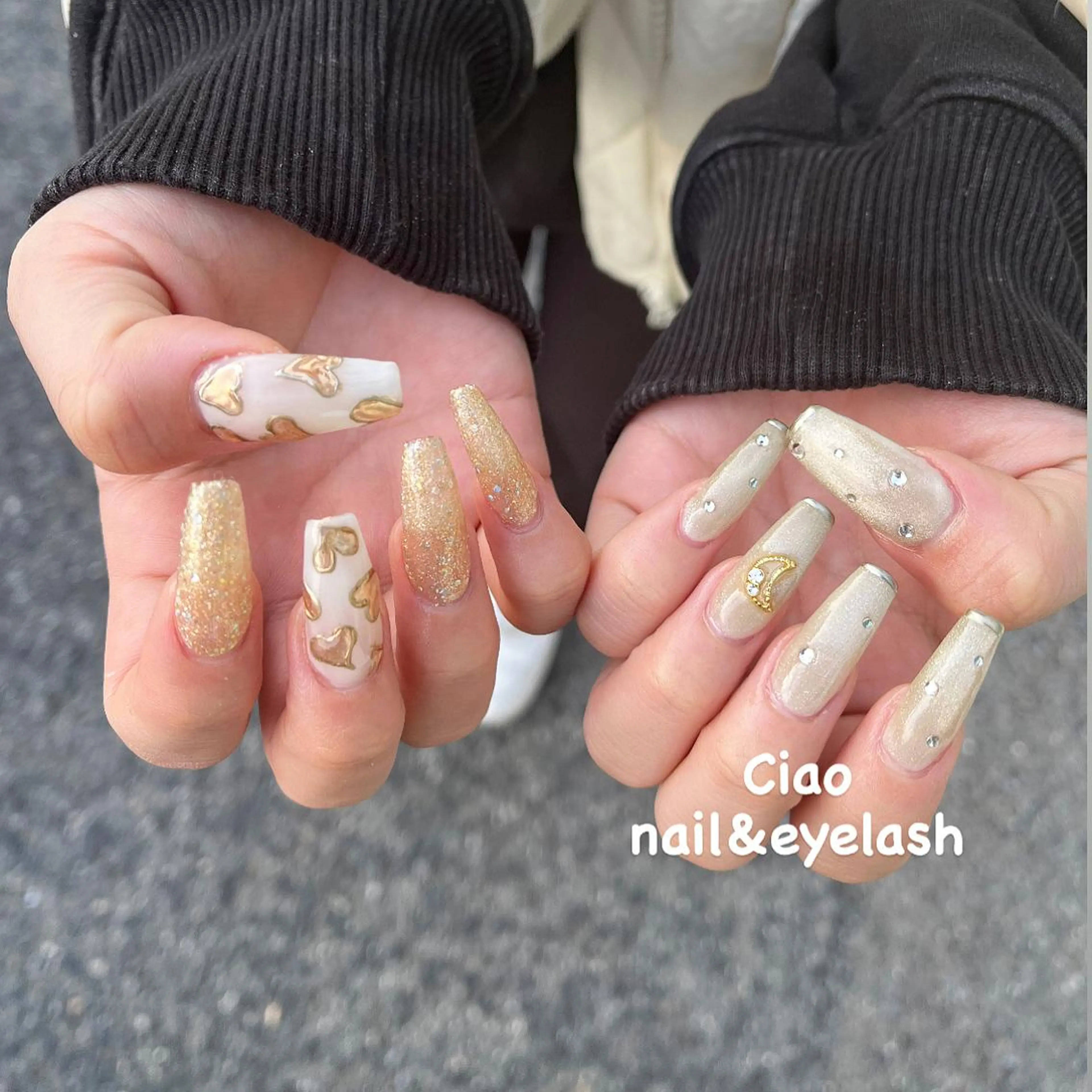 ネイル アートネイル 成人式 ジェルネイル ハート ミラーネイル #Amin nail salonのネイルデザイン