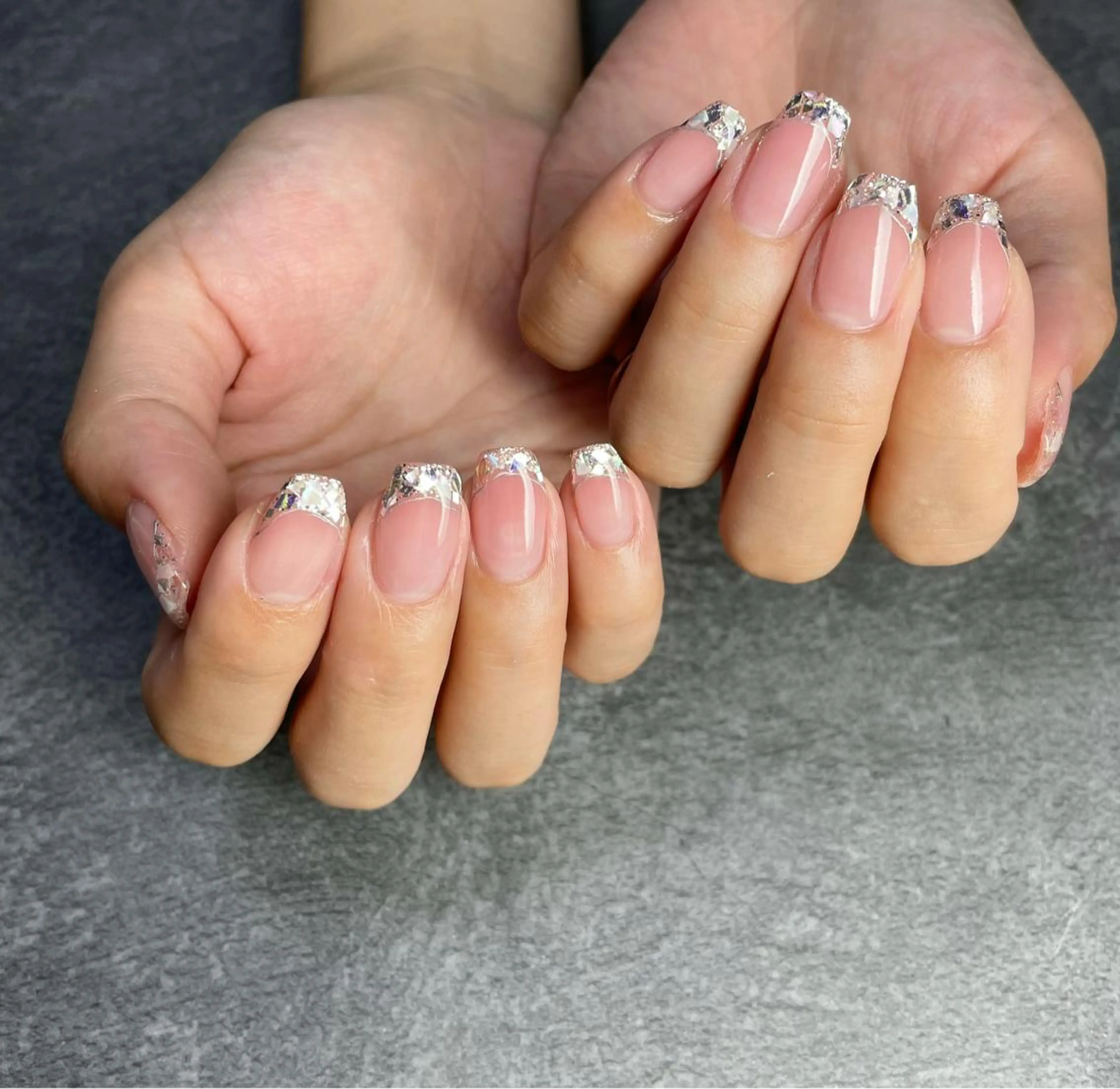 ネイル フレンチネイル ガラスフレンチ ハンドネイル Mnail mayuのネイルデザイン