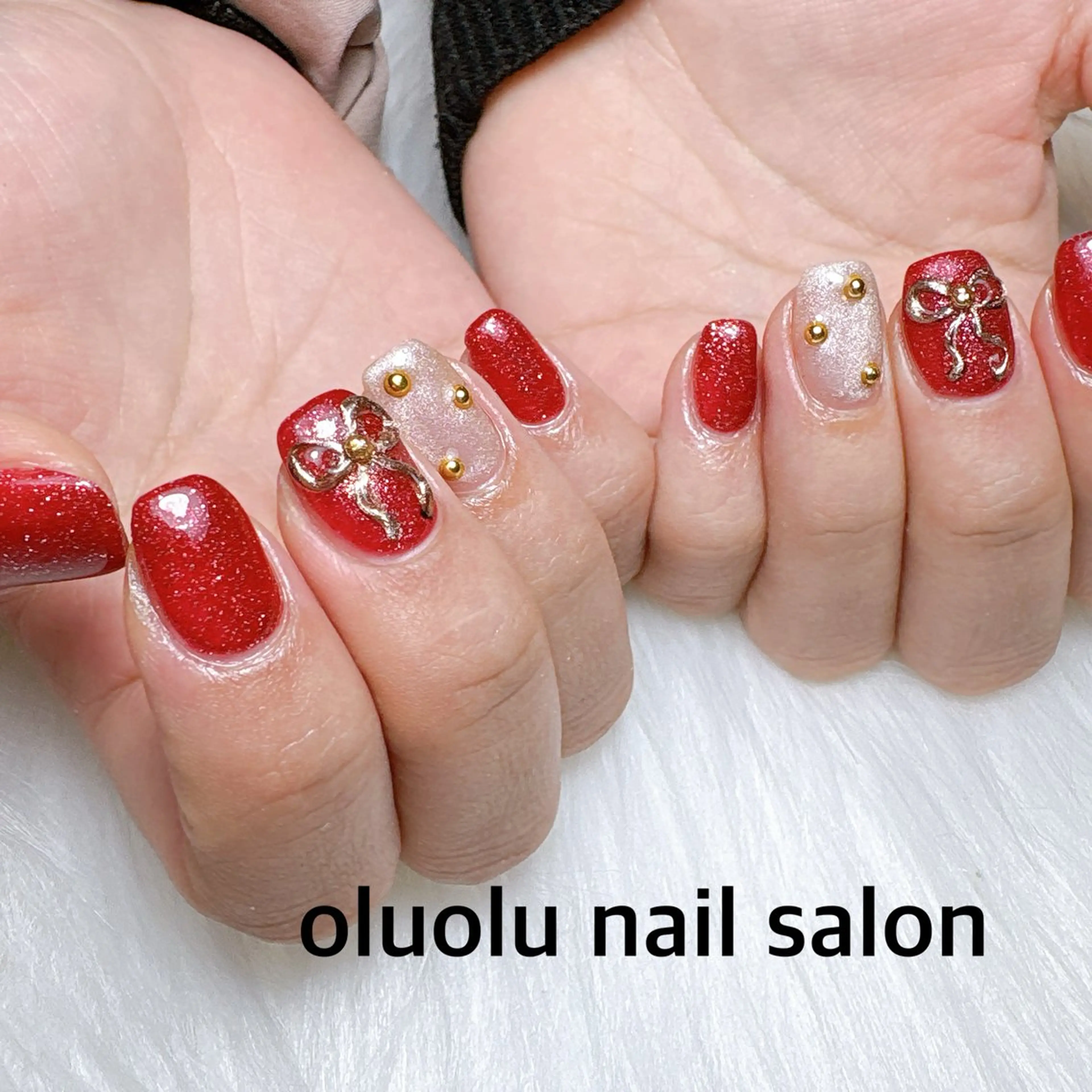 ネイル リボン oluolu nailsalonのネイルデザイン