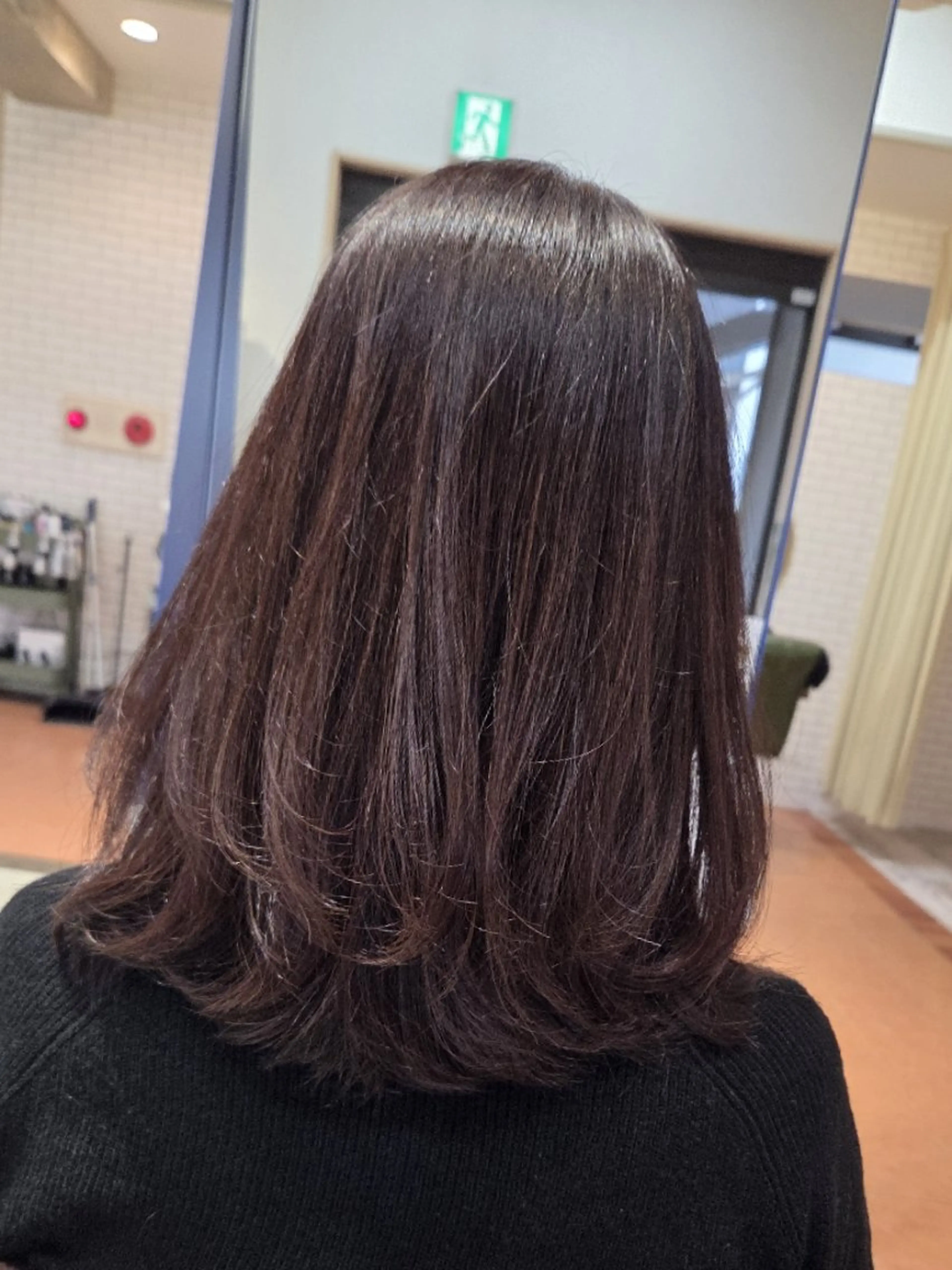 ミディアム ピンクブラウン カット ヘアカラー トリートメント 武鹿野 光江のヘアスタイル