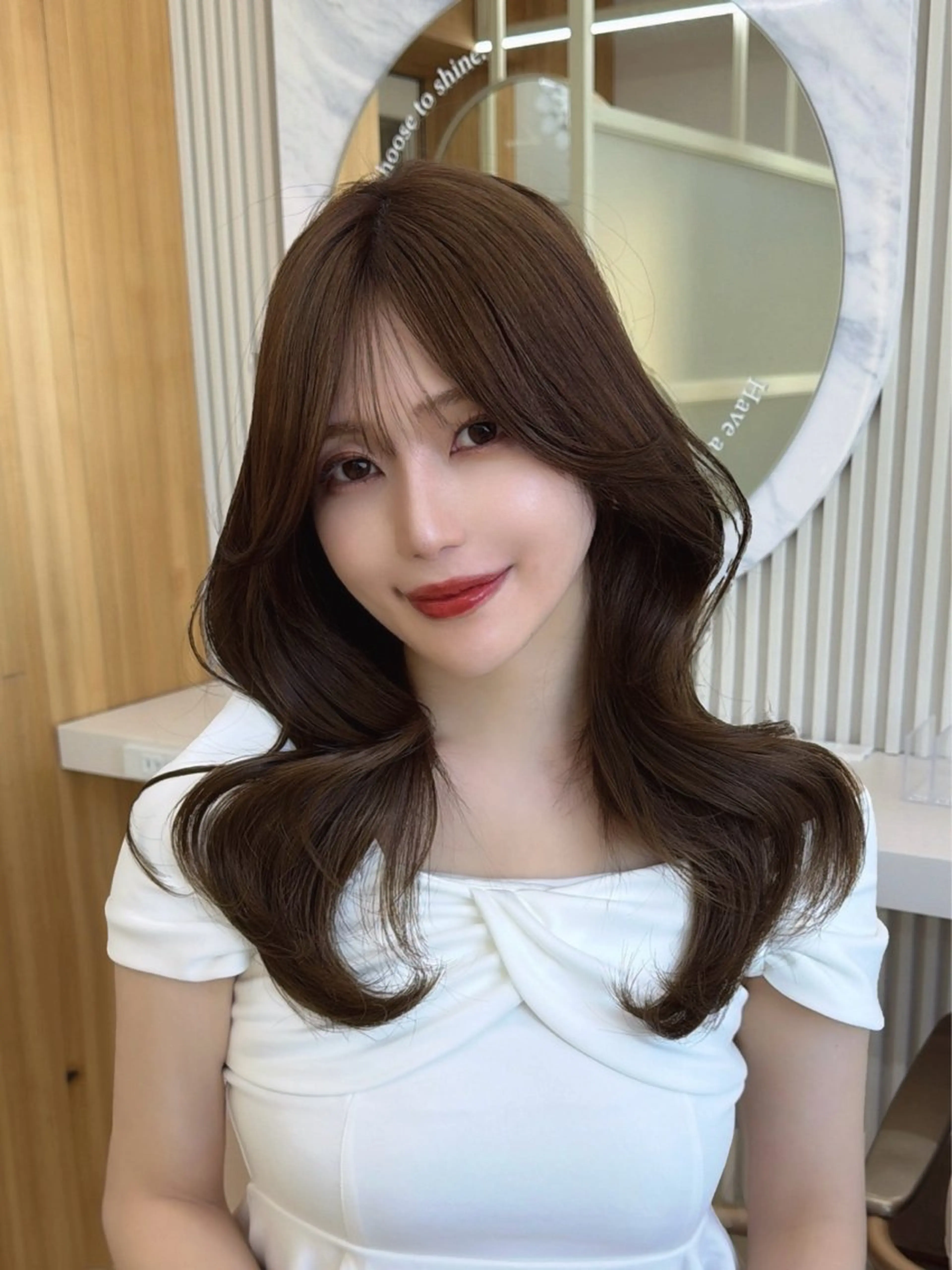 セミロング カット レイヤー/顔周り /韓国ヘア/TAKUのヘアスタイル