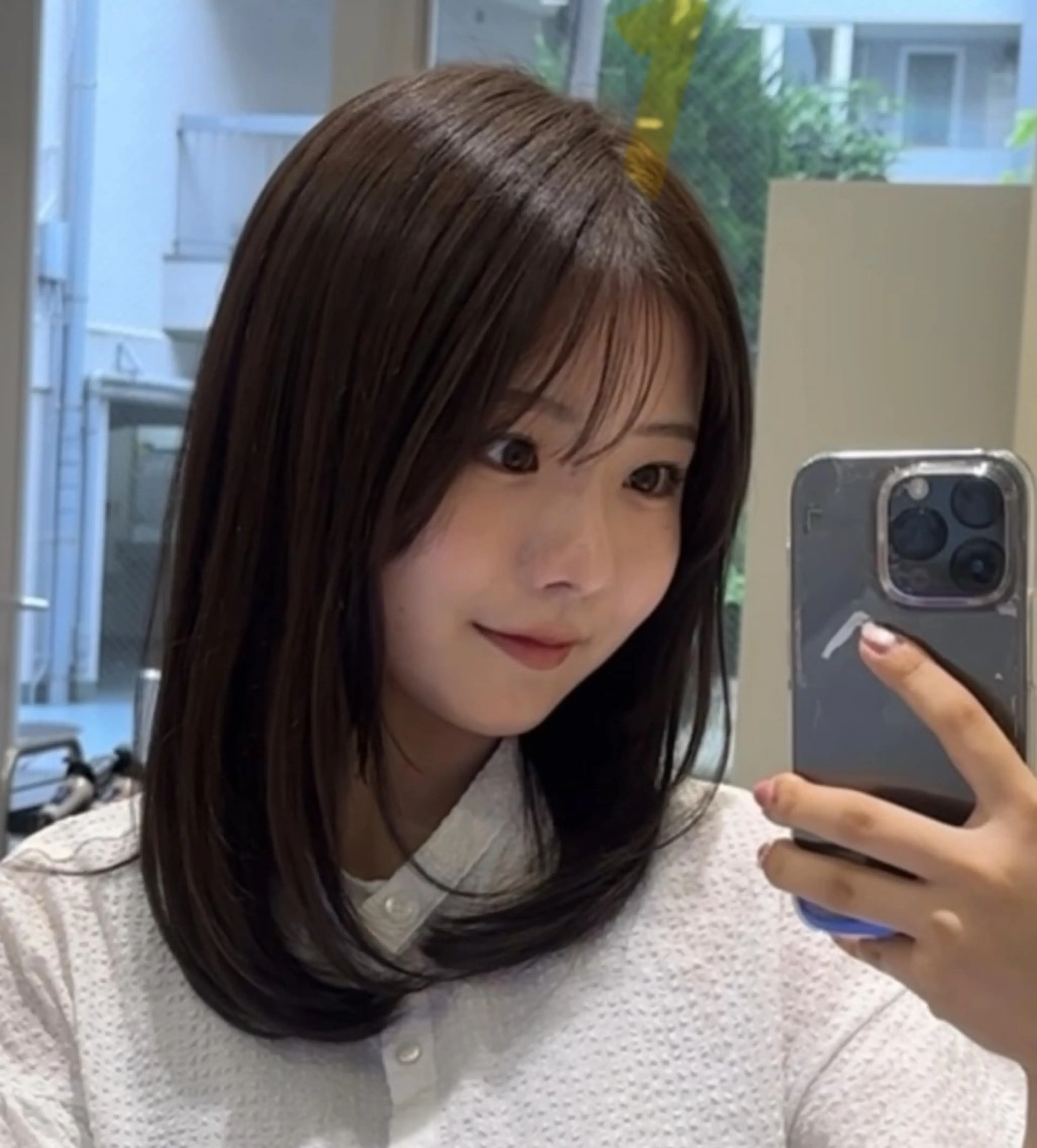 ミディアム カラー ヘアアレンジ レイヤーカット/ボブ 似合わせ/透明感カラのヘアスタイル