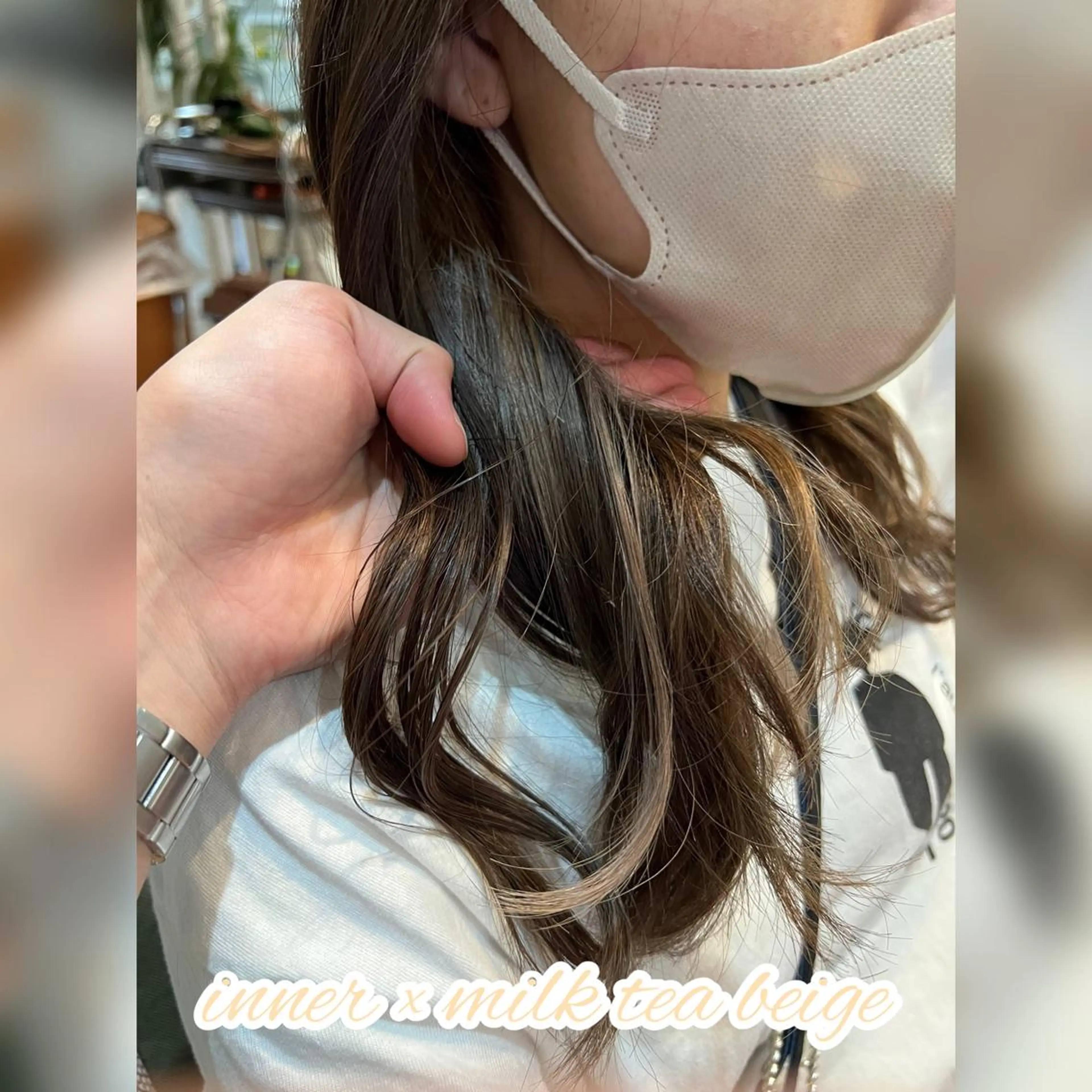 セミロング カラー ベージュカラー インナーカラー ミルクティーベージュ 大谷 竜也のヘアスタイル