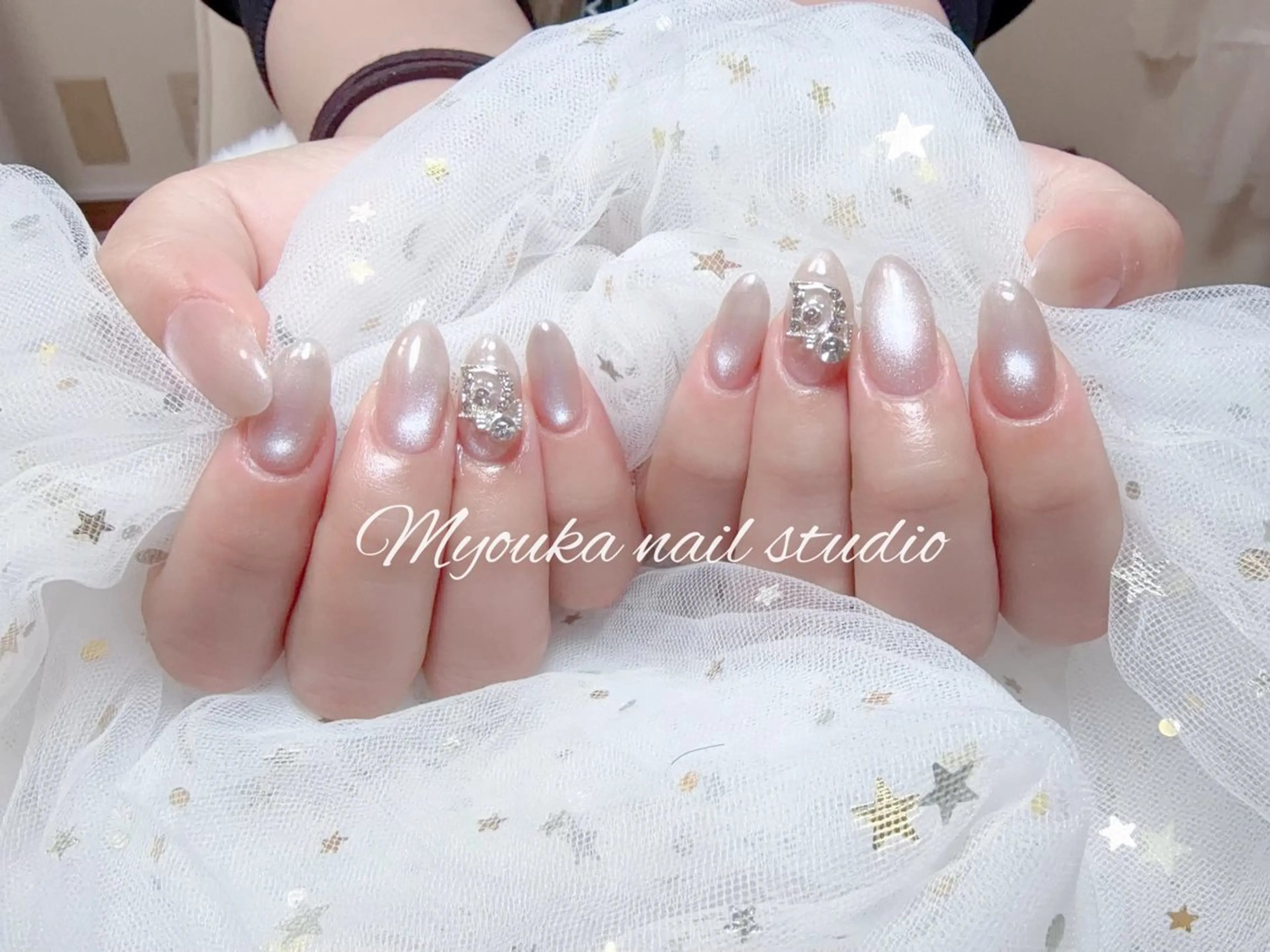 ネイル チークネイル 桜ネイル 長さ出し フットネイル ジェルネイル ハンドネイル ハンドケア Myouka 板橋区大山駅前店のネイルデザイン