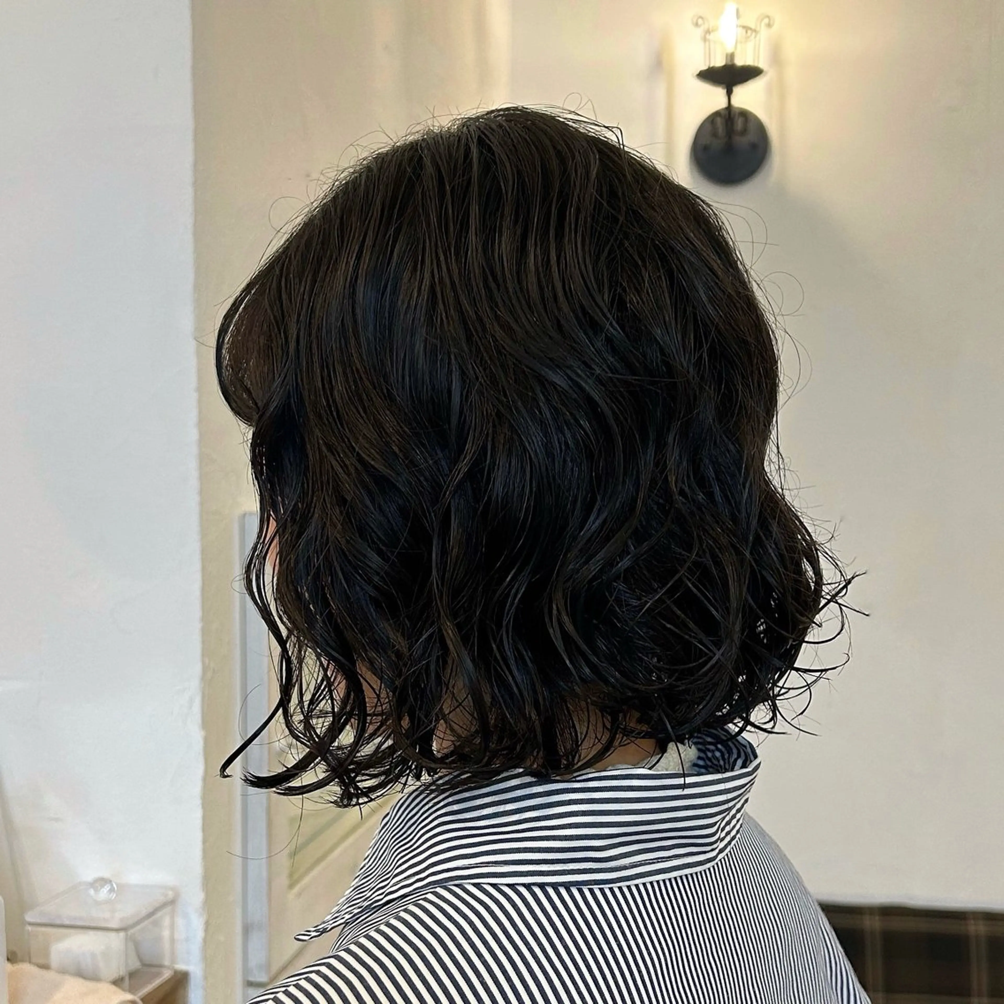 ミディアム パーマ ミディアムパーマ ボブ カット パーマ 水谷 優華のヘアスタイル
