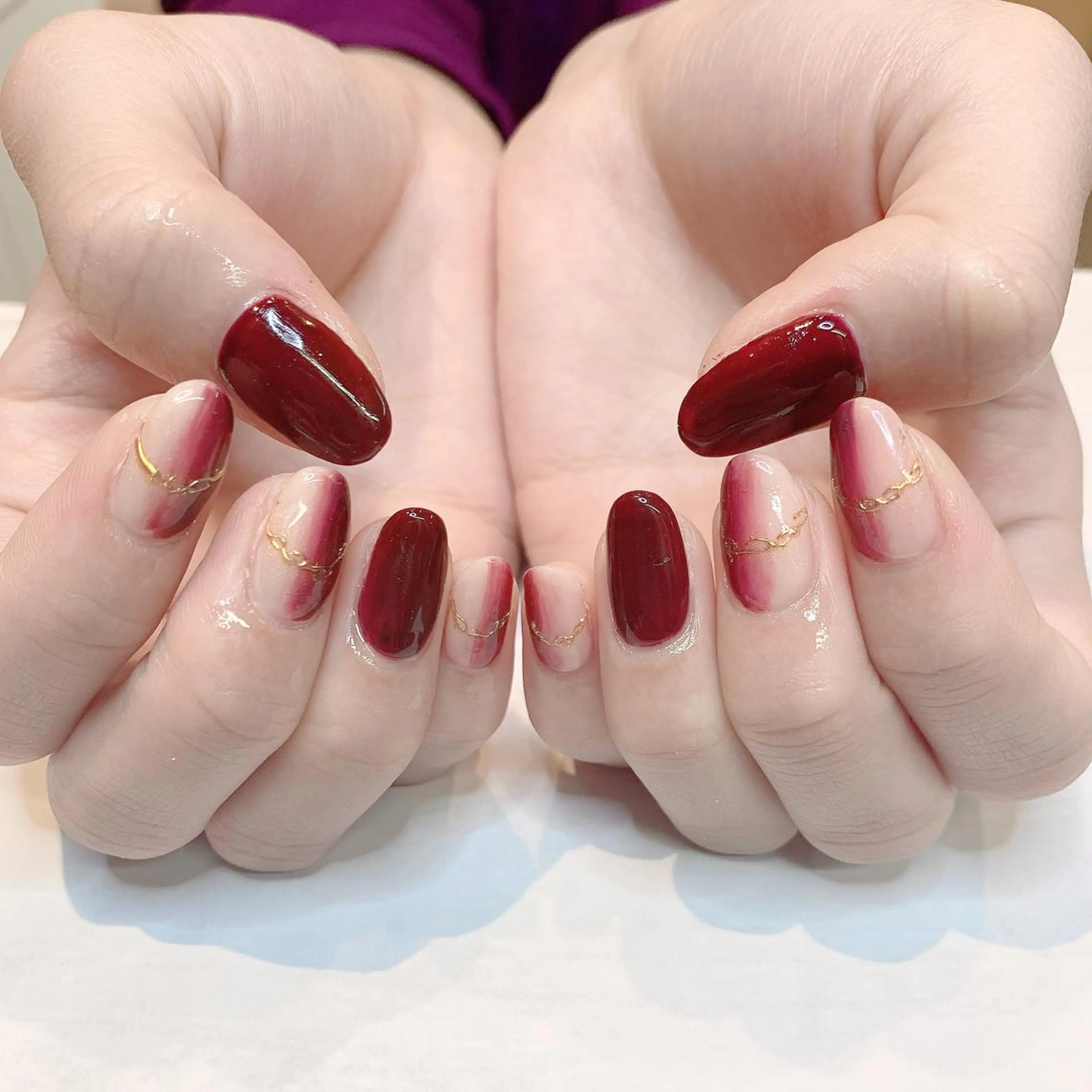 ネイル ボルドー ハンドネイル フットネイル Adite nailのネイルデザイン