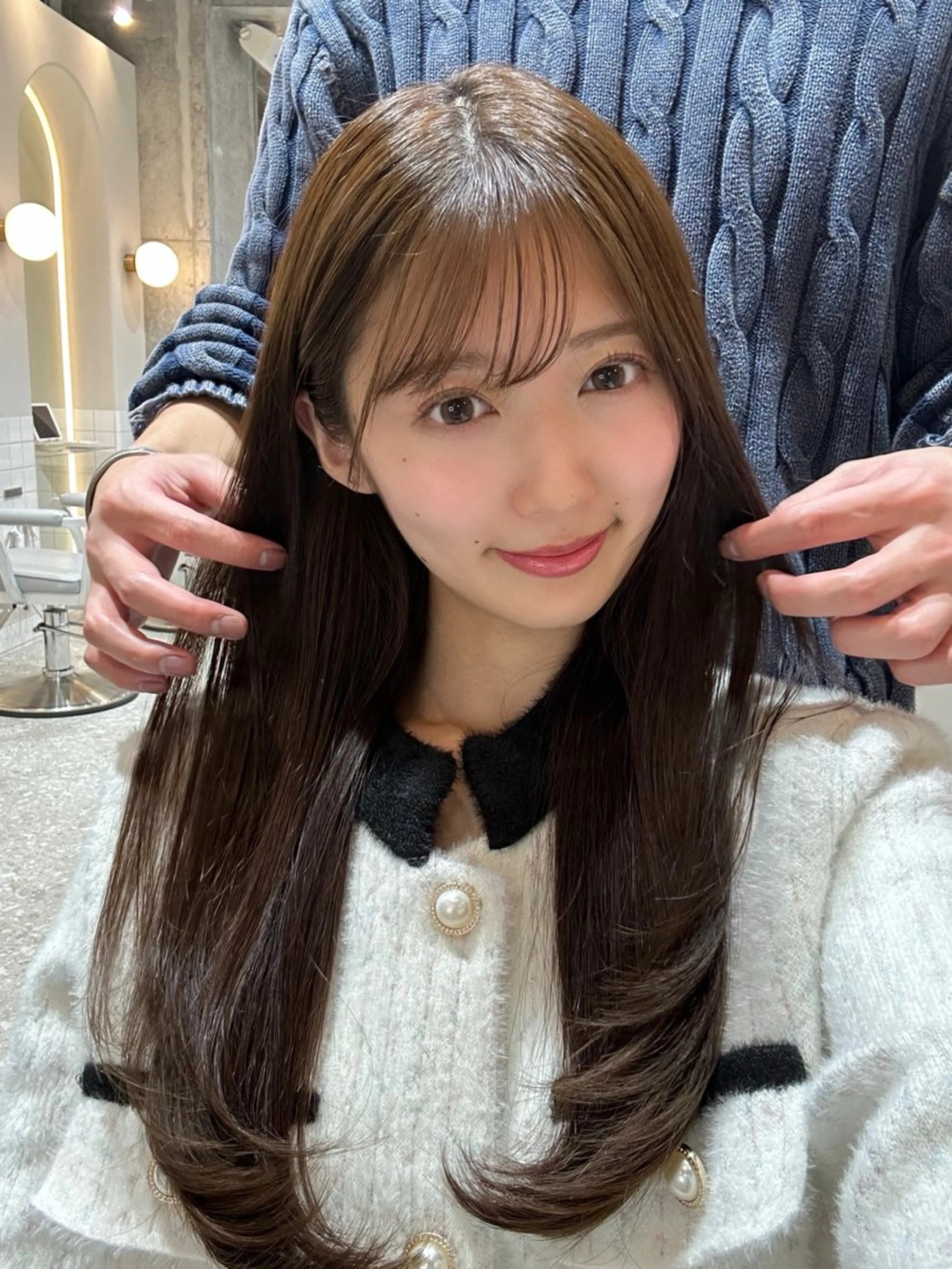 セミロング カラー カット ヘアカラー トリートメント ヘアセット 新宿/韓国レイヤー 髪質改善カラー/角所のヘアスタイル